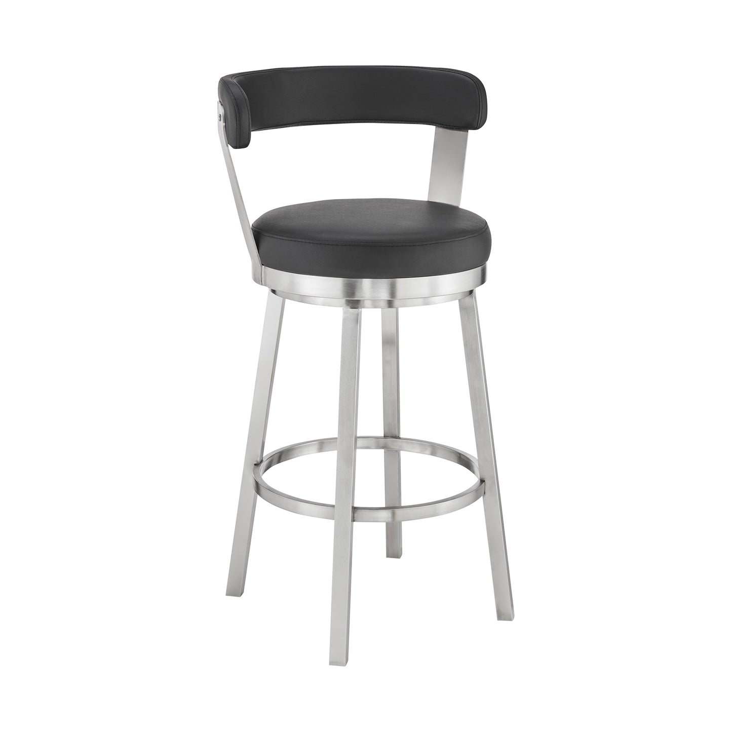 Kobe Swivel Bar Stool in Counter and Bar Height with Various Finishes and Faux Leather