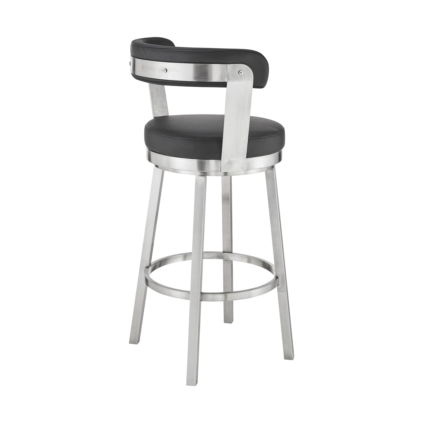 Kobe Swivel Bar Stool in Counter and Bar Height with Various Finishes and Faux Leather