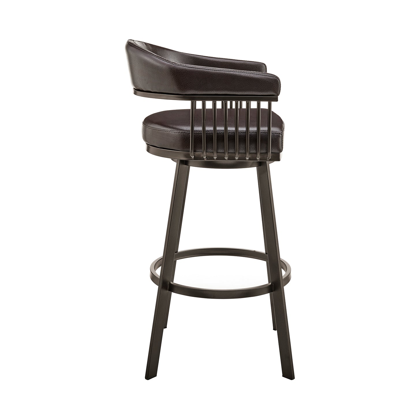 Bronson Swivel Bar Stool in Various Finishes and Faux Leather Options