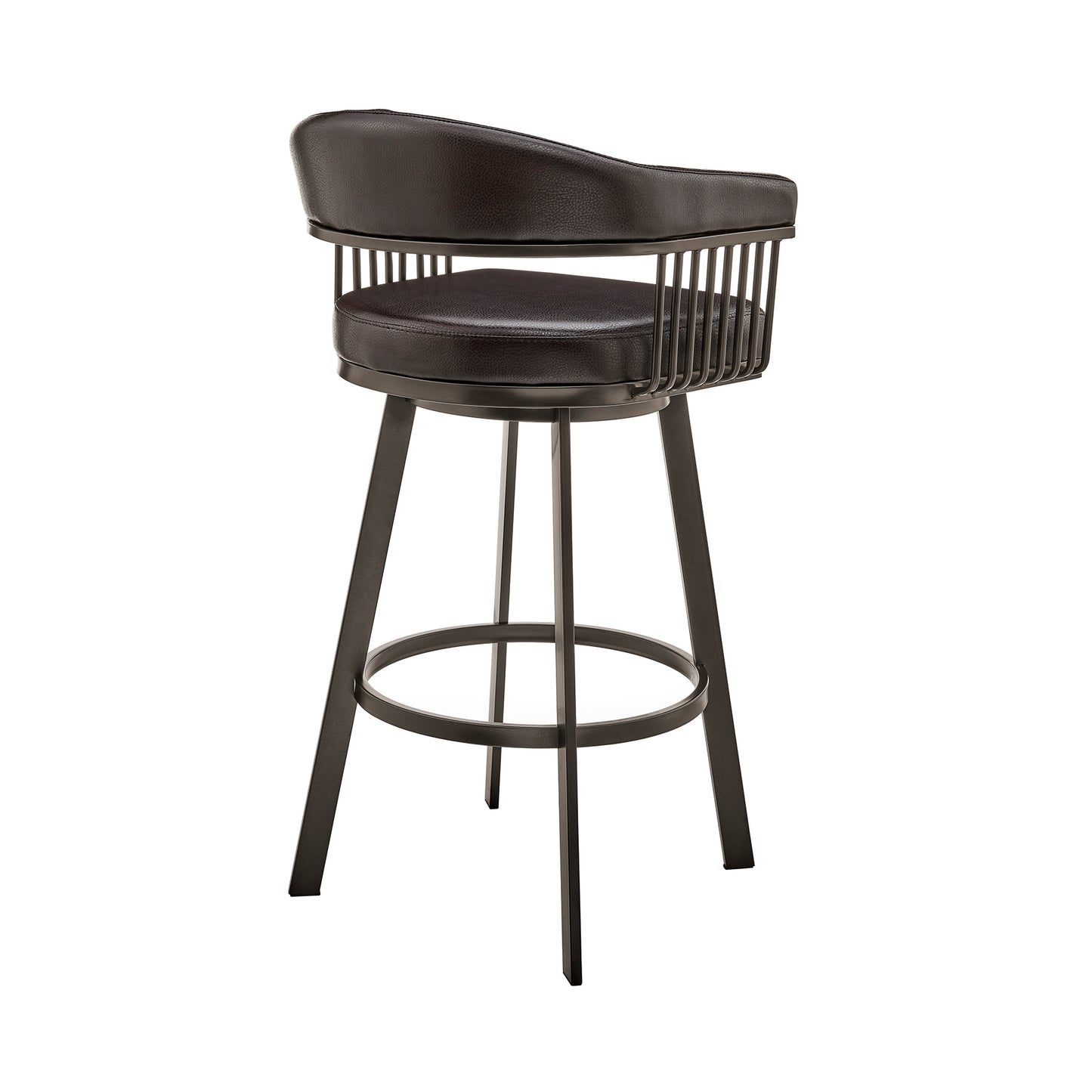 Bronson Swivel Bar Stool in Various Finishes and Faux Leather Options