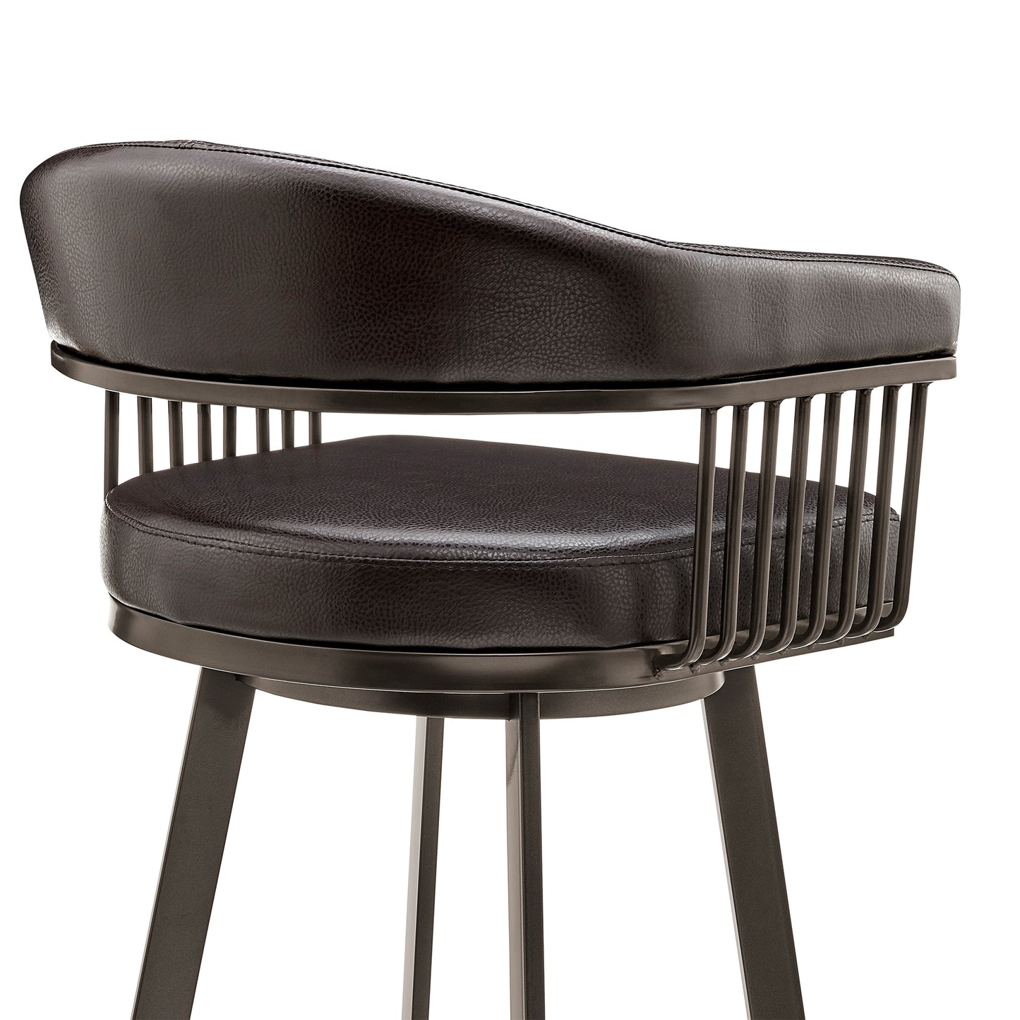 Bronson Swivel Bar Stool in Various Finishes and Faux Leather Options
