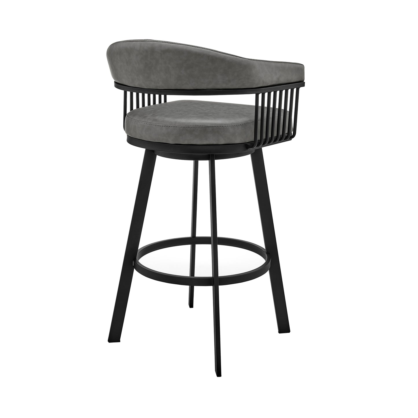 Bronson Swivel Bar Stool in Various Finishes and Faux Leather Options