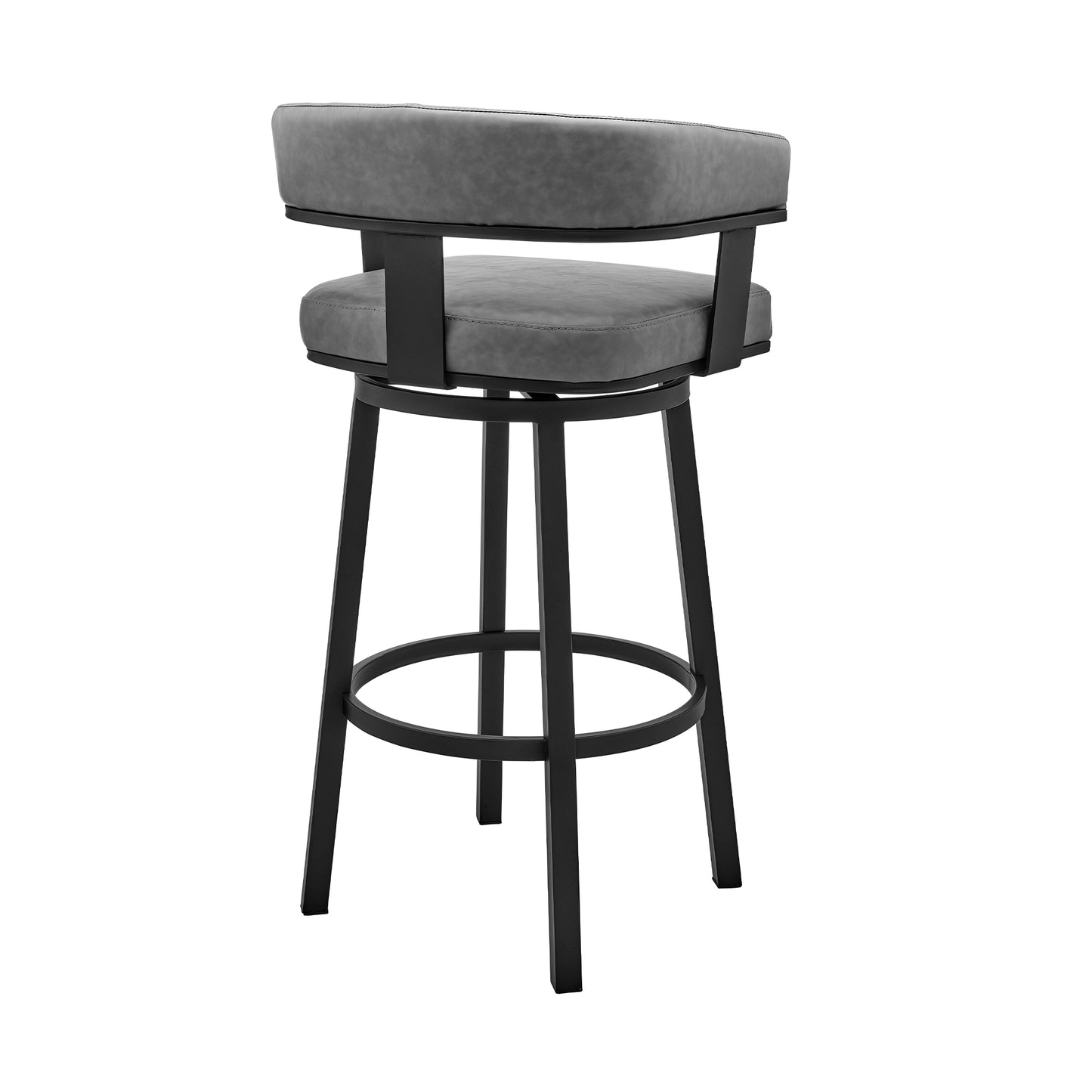 Cohen 26" Counter Height Swivel Bar Stool in Black Finish and Gray Faux Leather