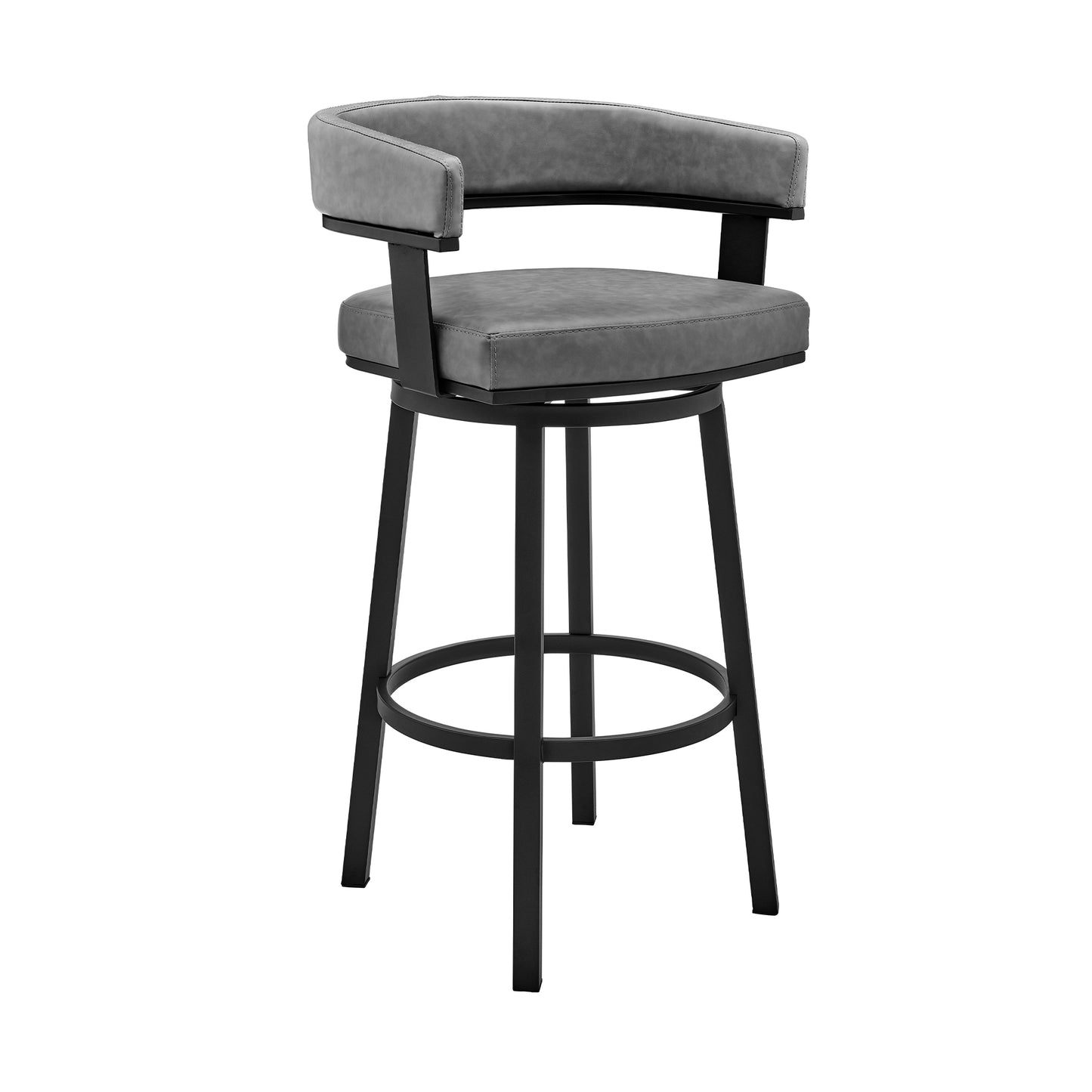 Cohen 30" and 26" Faux Leather and Brushed Stainless Steel Swivel Bar Stool Collection