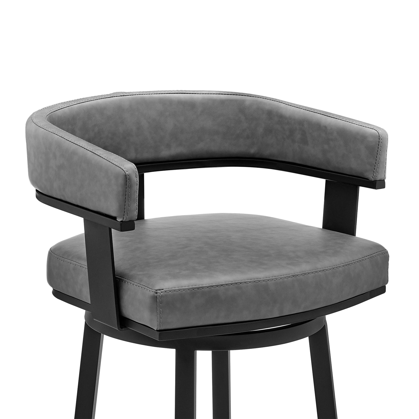Cohen 30" and 26" Faux Leather and Brushed Stainless Steel Swivel Bar Stool Collection