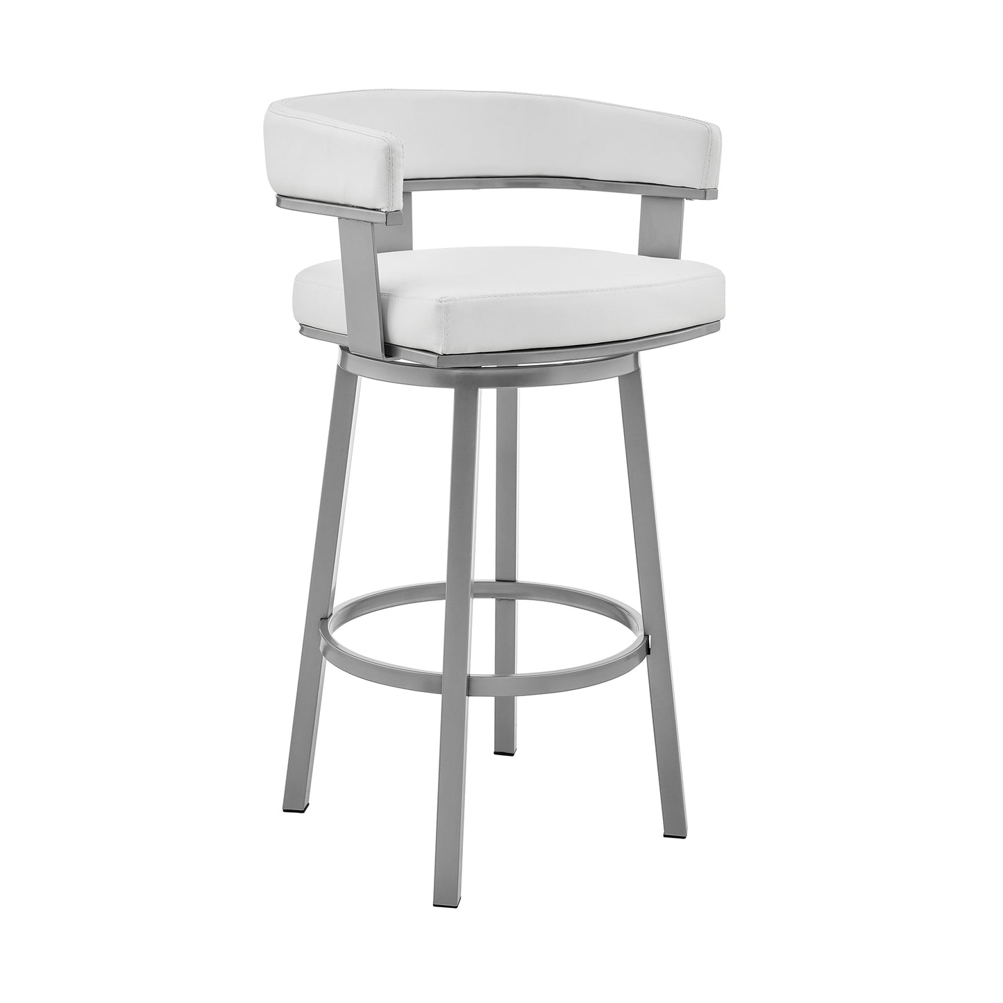 Cohen 30" and 26" Faux Leather and Brushed Stainless Steel Swivel Bar Stool Collection