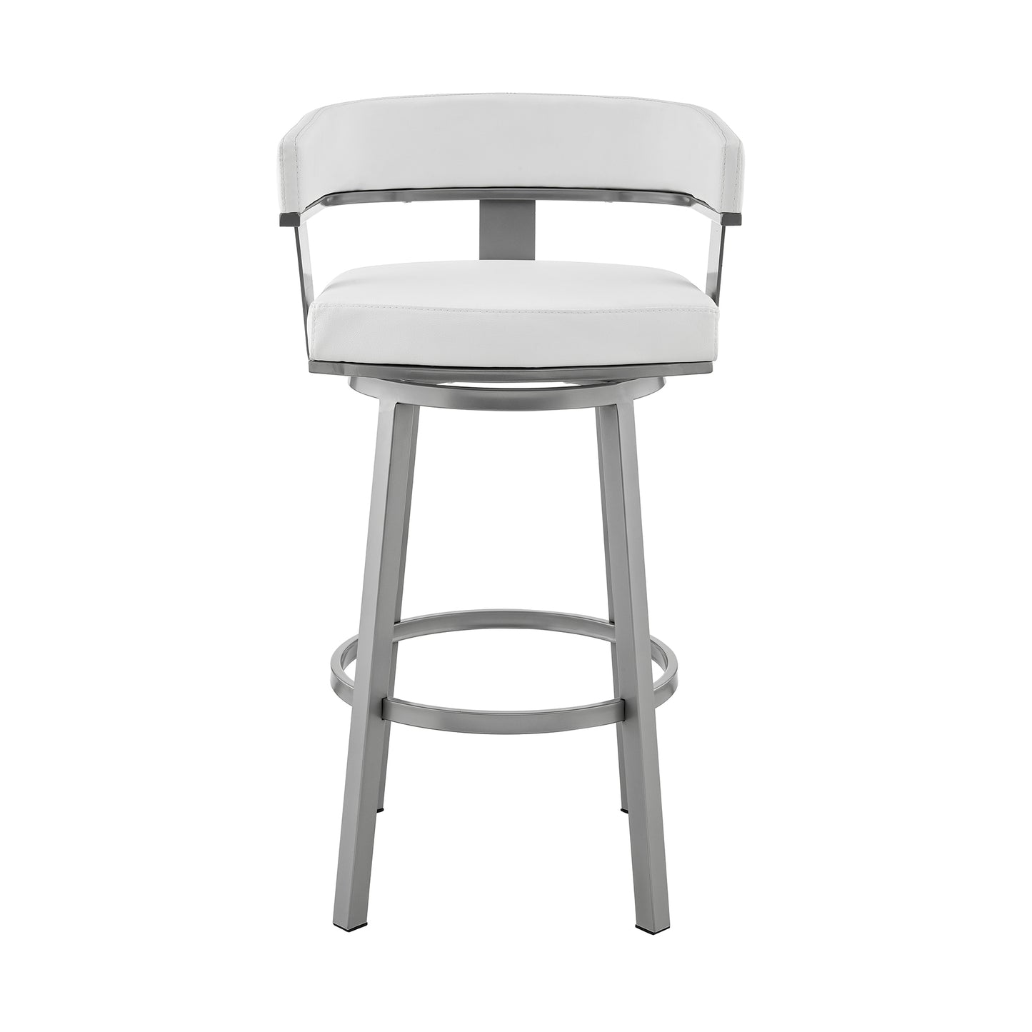 Cohen 30" and 26" Faux Leather and Brushed Stainless Steel Swivel Bar Stool Collection