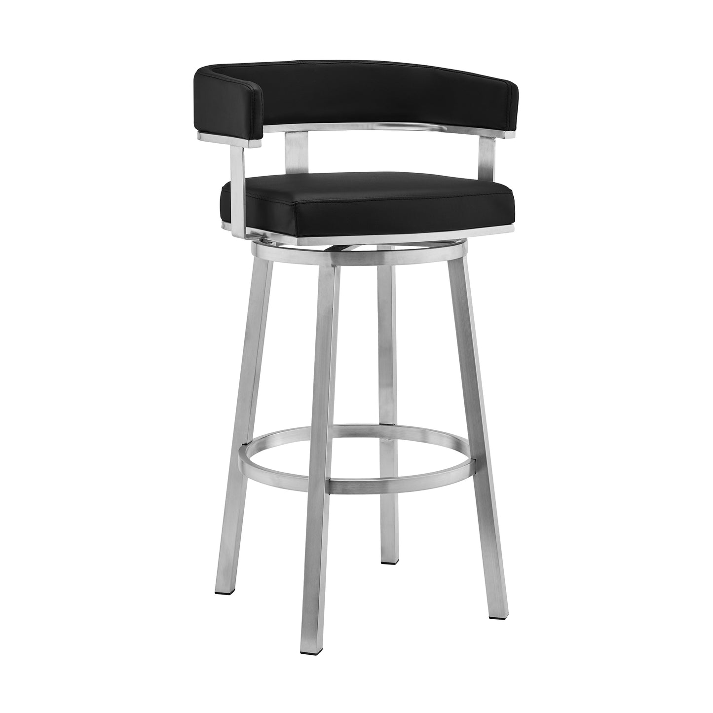 Cohen 30" and 26" Faux Leather and Brushed Stainless Steel Swivel Bar Stool Collection