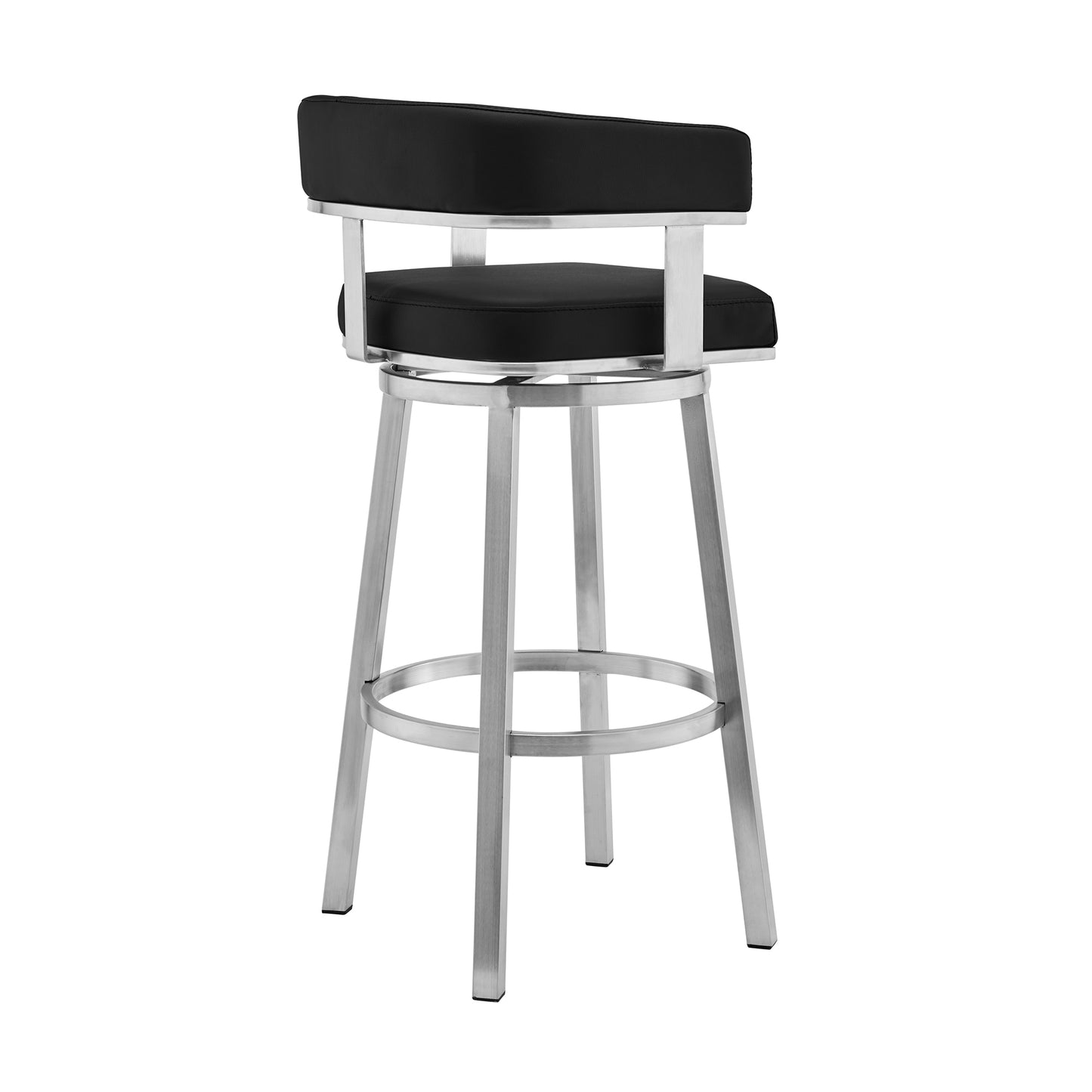 Cohen 30" and 26" Faux Leather and Brushed Stainless Steel Swivel Bar Stool Collection