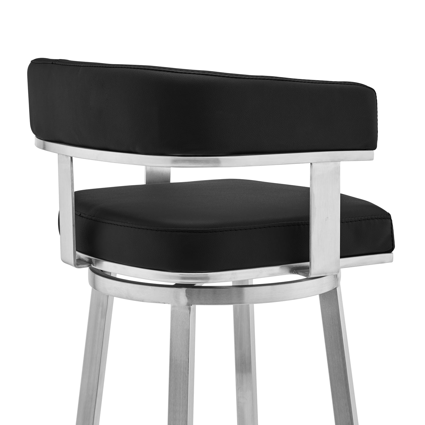 Cohen 30" and 26" Faux Leather and Brushed Stainless Steel Swivel Bar Stool Collection