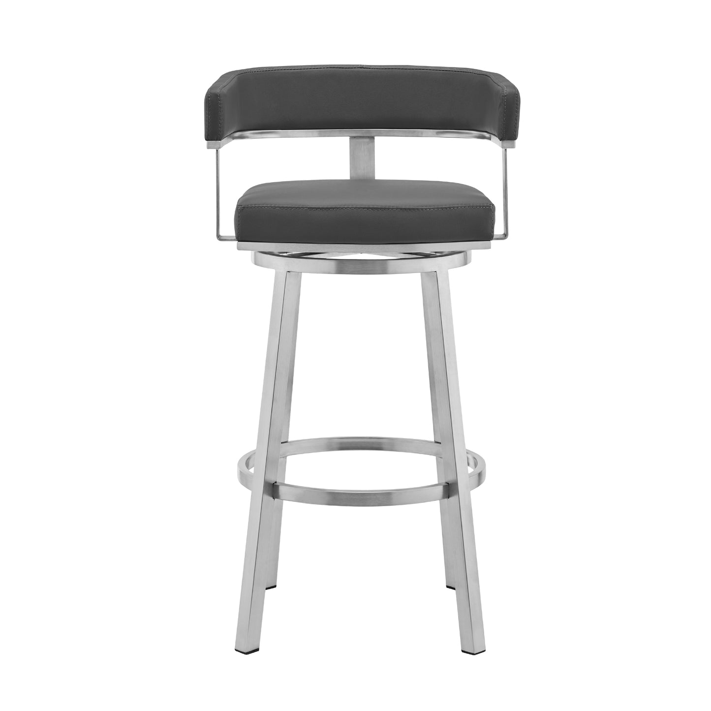 Cohen 30" and 26" Faux Leather and Brushed Stainless Steel Swivel Bar Stool Collection
