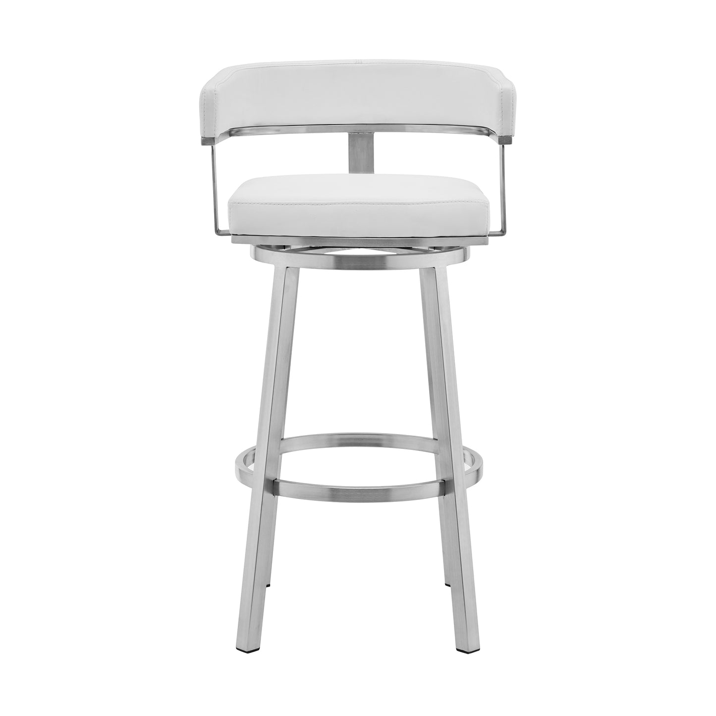 Cohen 30" and 26" Faux Leather and Brushed Stainless Steel Swivel Bar Stool Collection