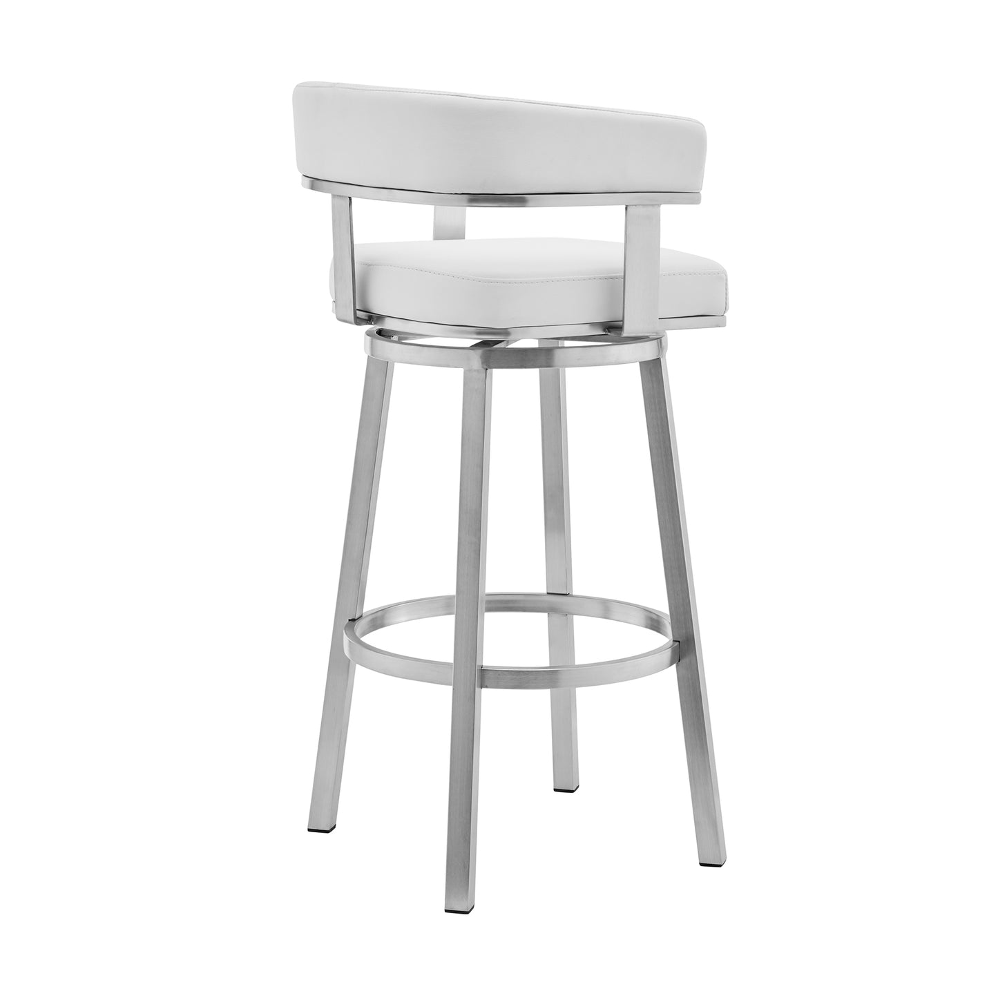 Cohen 30" and 26" Faux Leather and Brushed Stainless Steel Swivel Bar Stool Collection