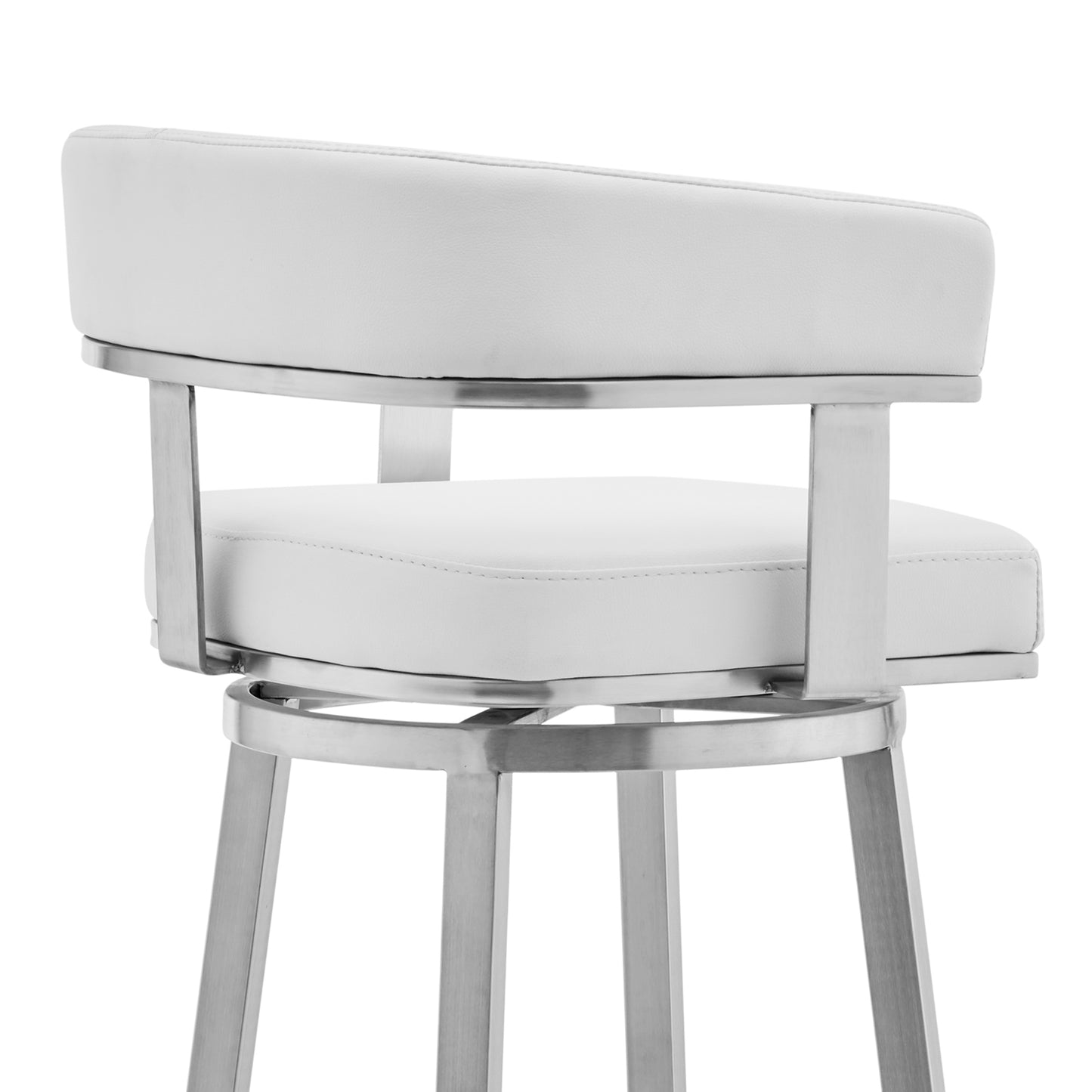Cohen 30" and 26" Faux Leather and Brushed Stainless Steel Swivel Bar Stool Collection