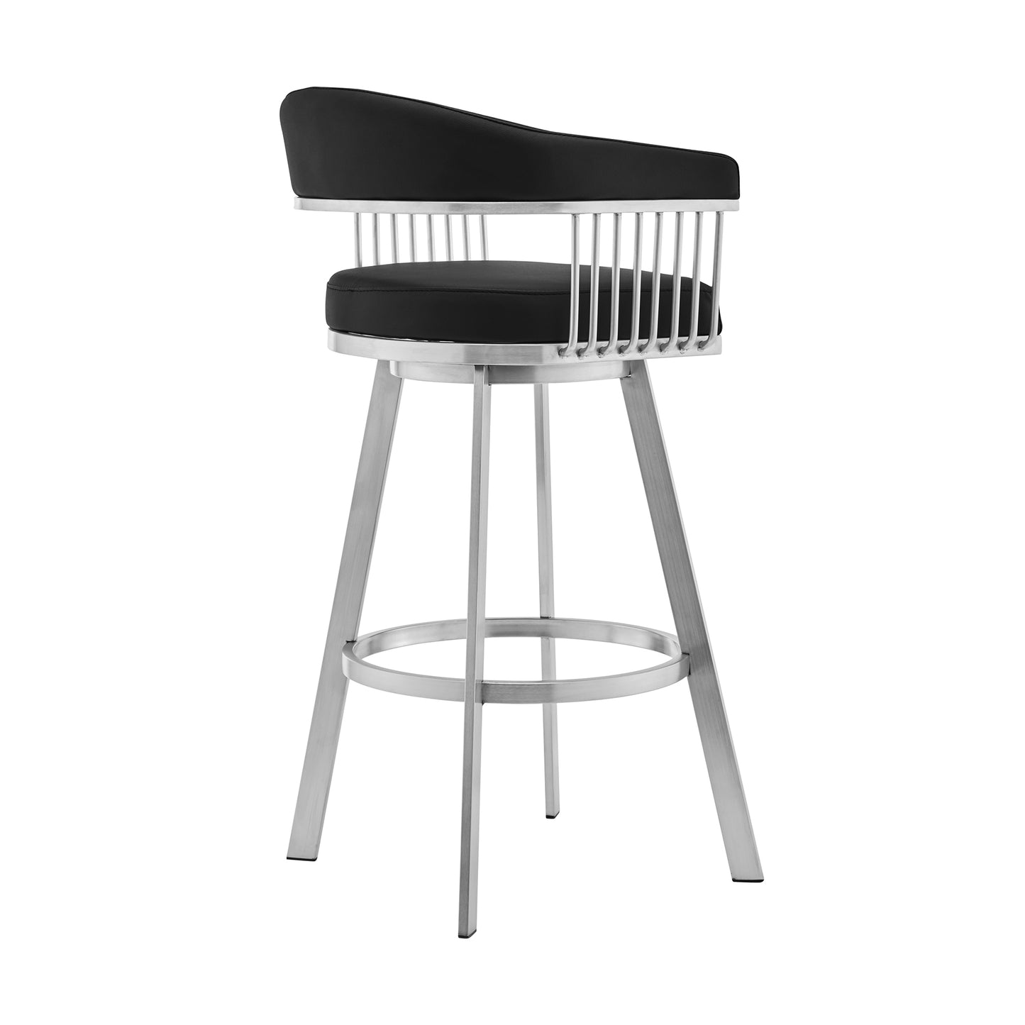 Bronson Swivel Bar Stool in Various Finishes and Faux Leather Options