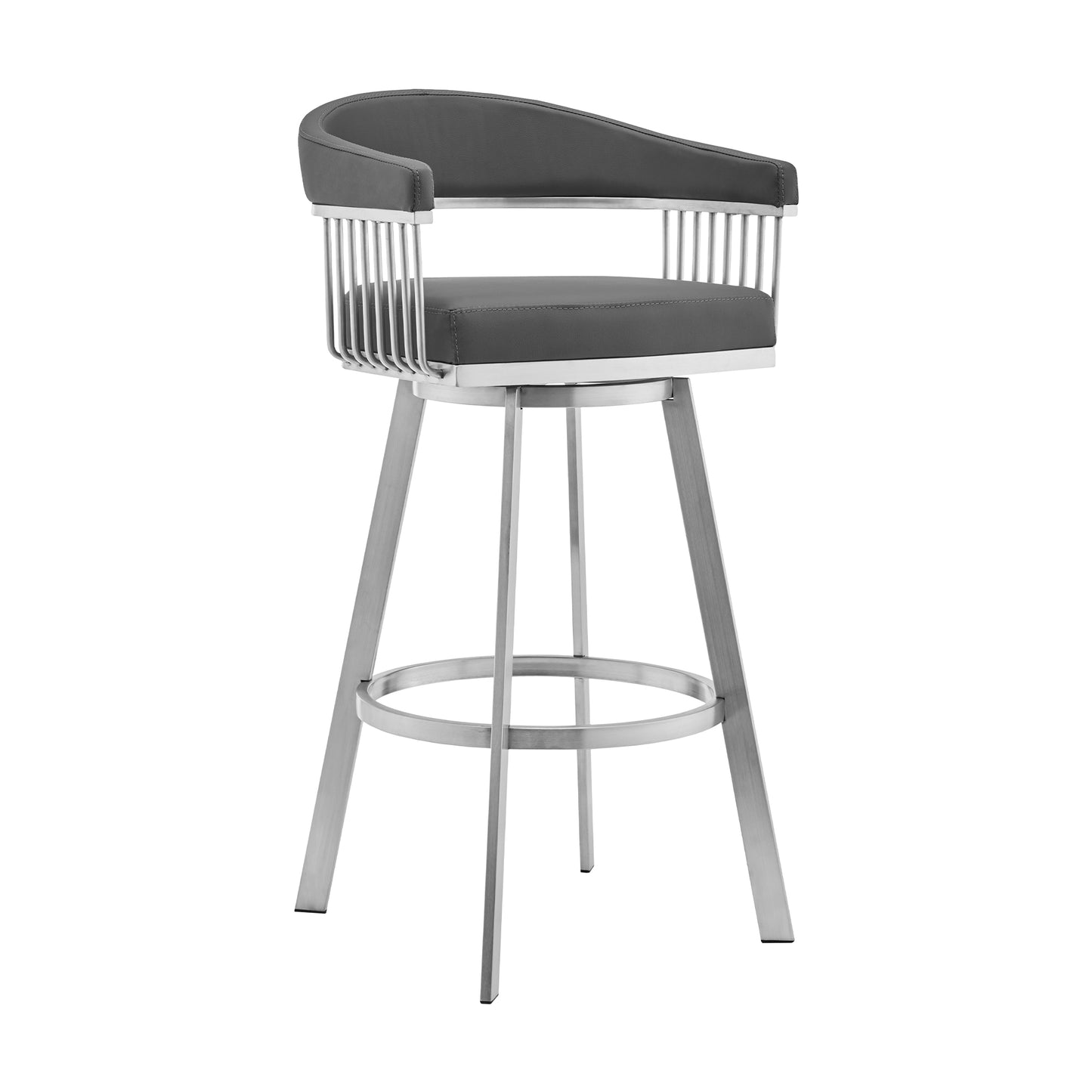 Bronson Swivel Bar Stool in Various Finishes and Faux Leather Options