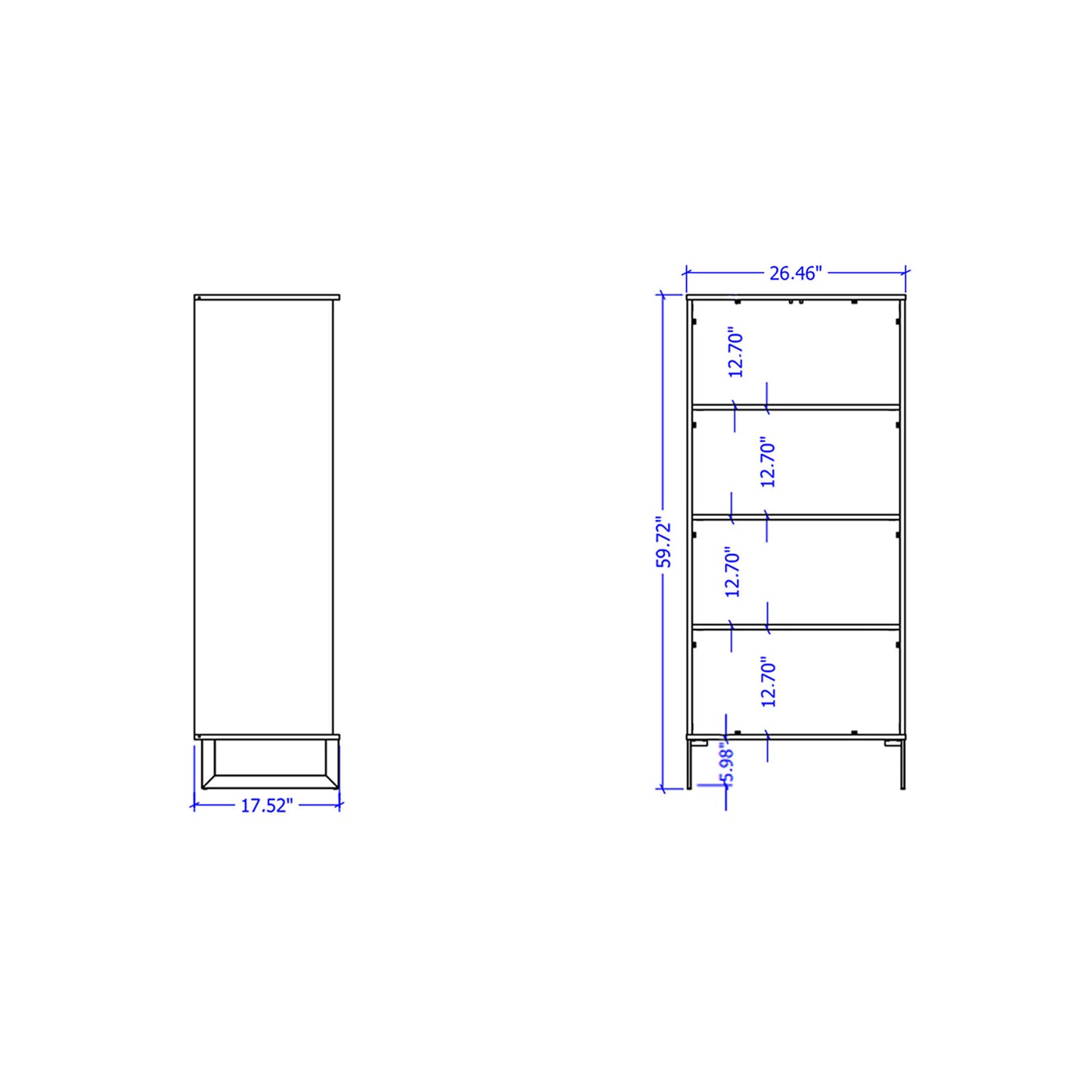 Manhattan Comfort Lexington 59.72 Bookcase with 4 Shelves in Black 72552
