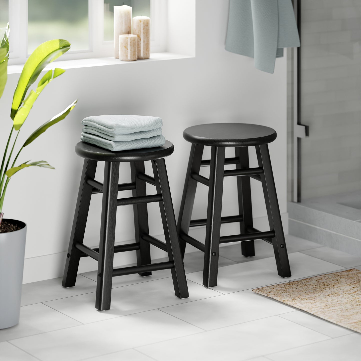 Element 2-Pc Dining Stool Set, Black