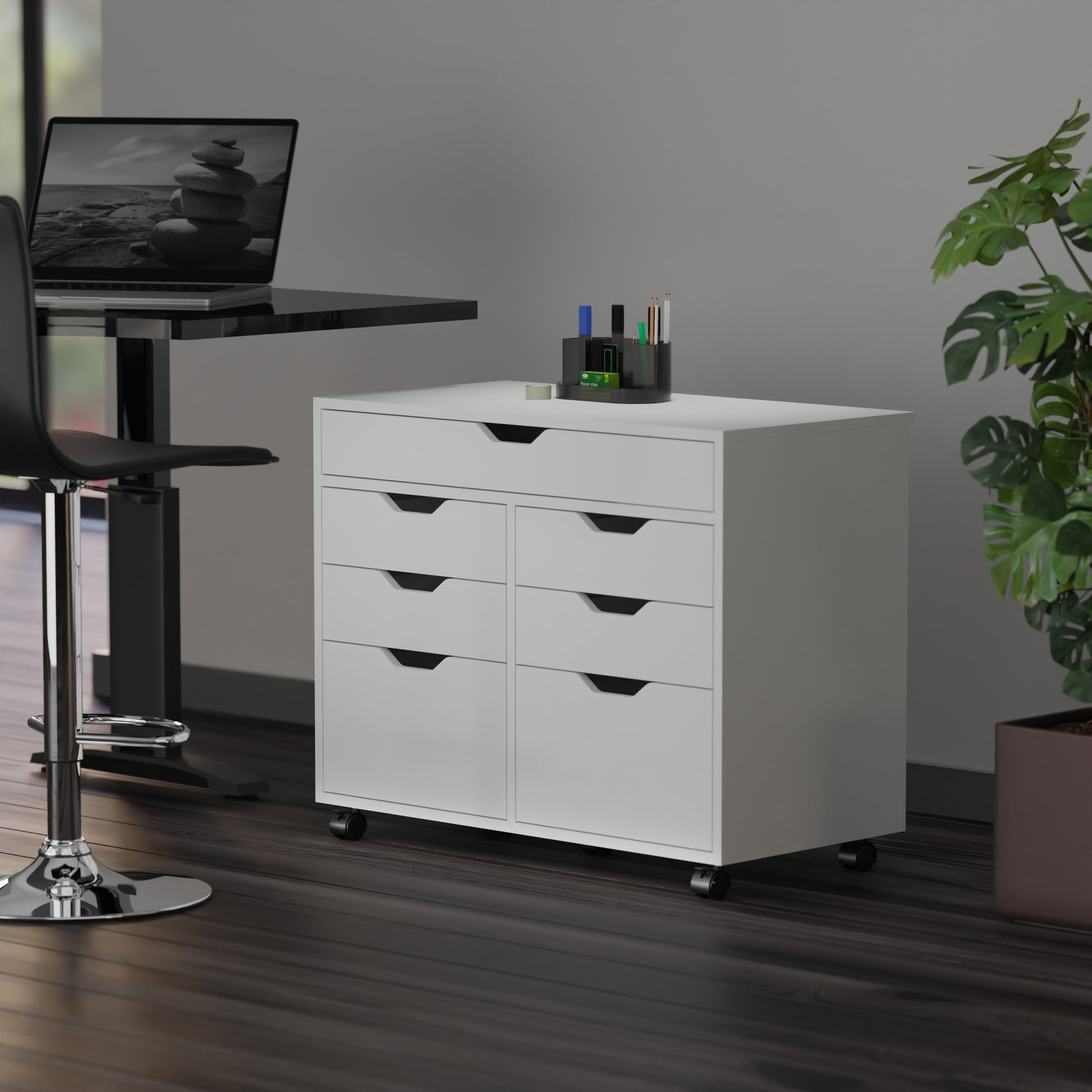 Halifax 5-Drawer Mulit-Storage Mobile Cabinet, White