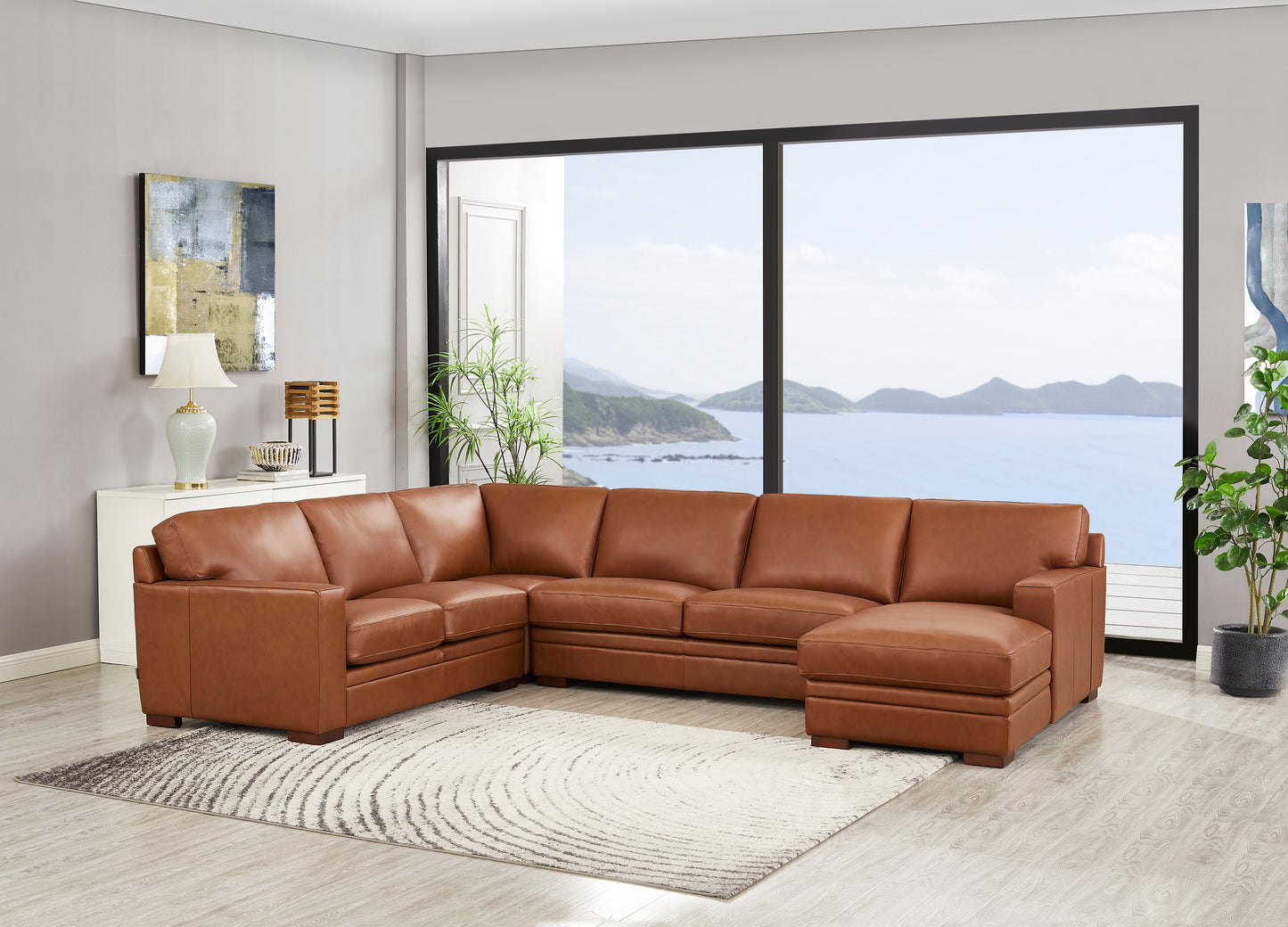 Dillon Right Chaise Sectional Nutmeg Brown