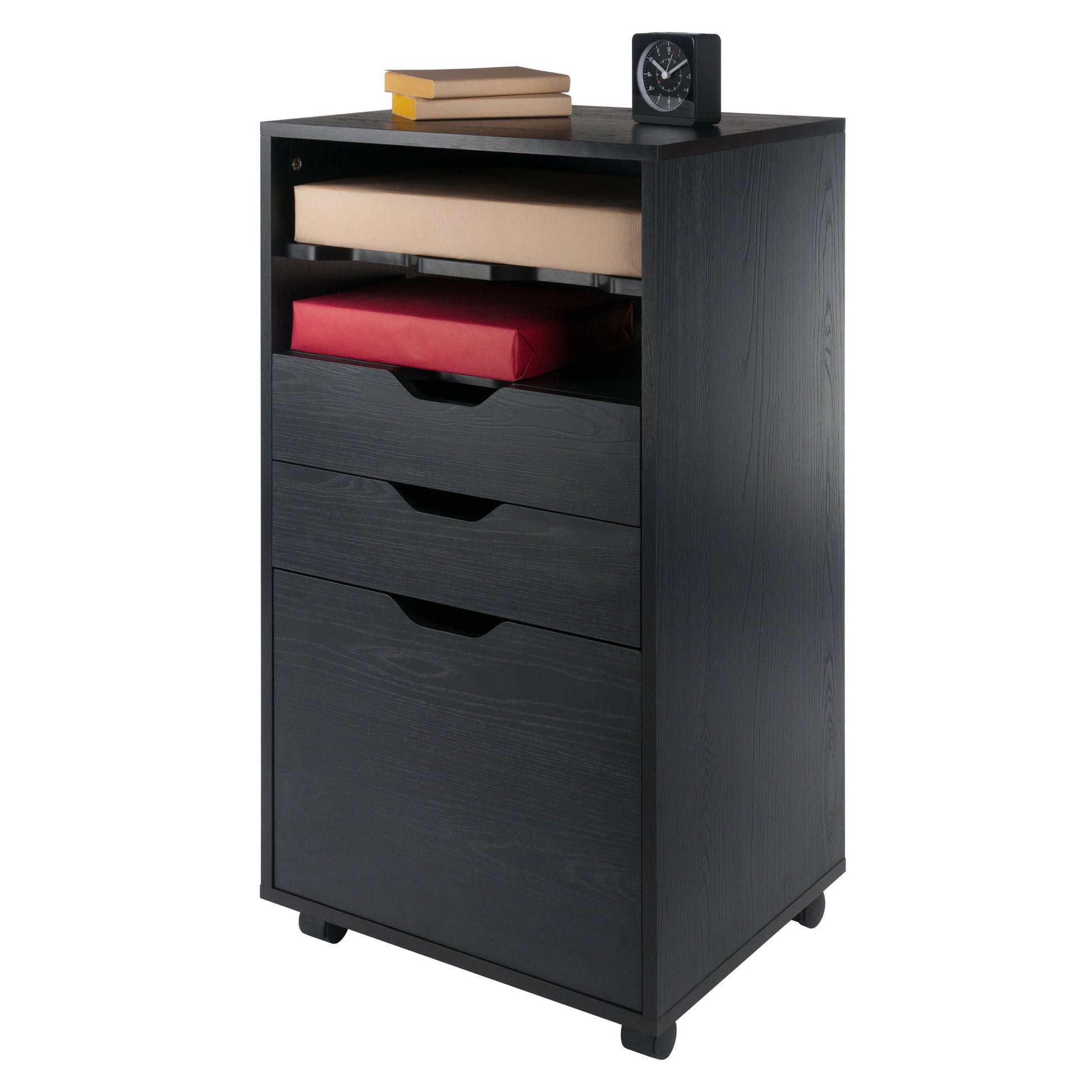 Halifax Bins & Drawers Multi-Storage Tall Mobile Cabinet, Black