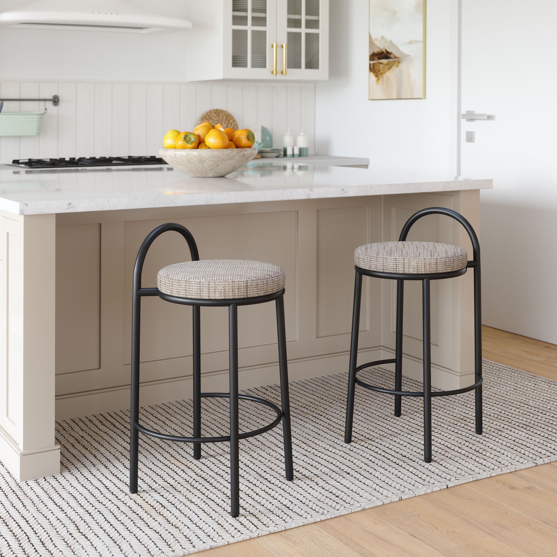 Sisal Counter Stool (Set of 2) Beige Tweed - 9