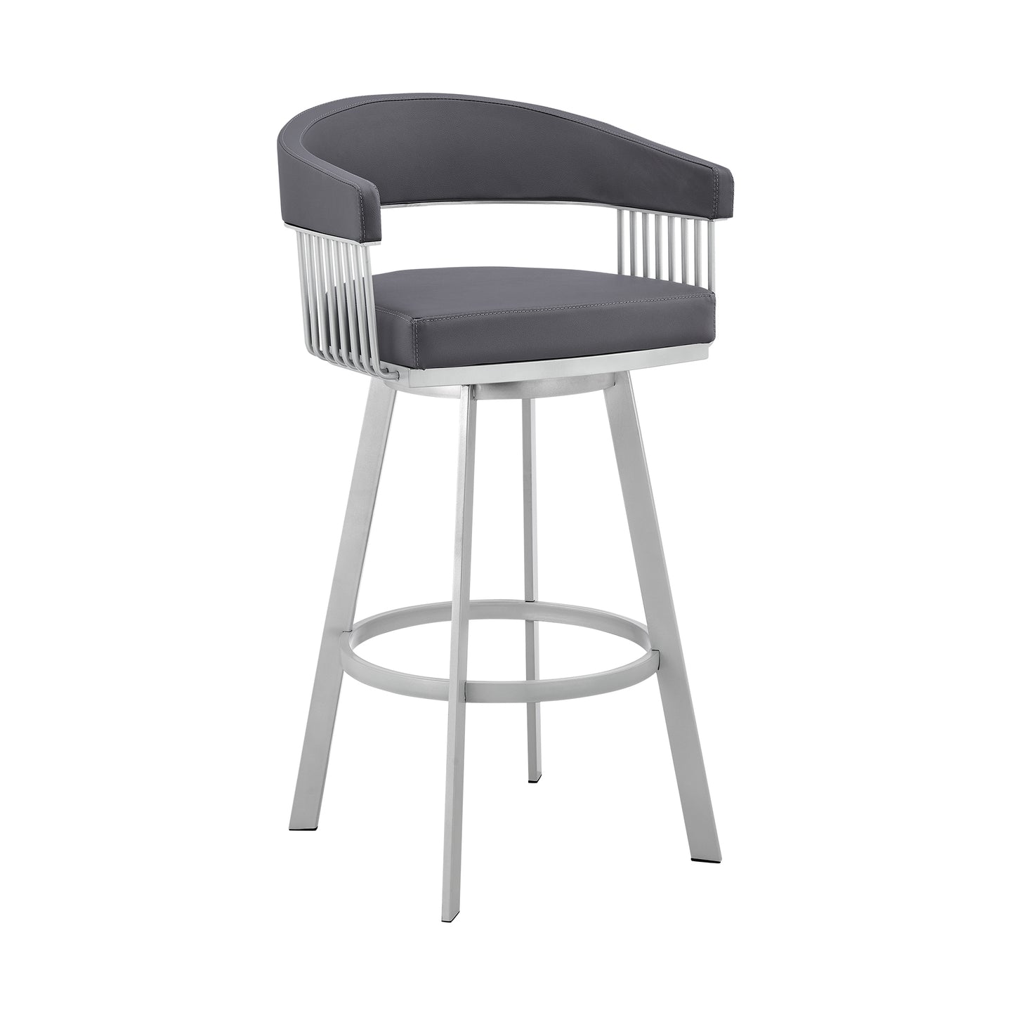 Bronson Swivel Bar Stool in Various Finishes and Faux Leather Options