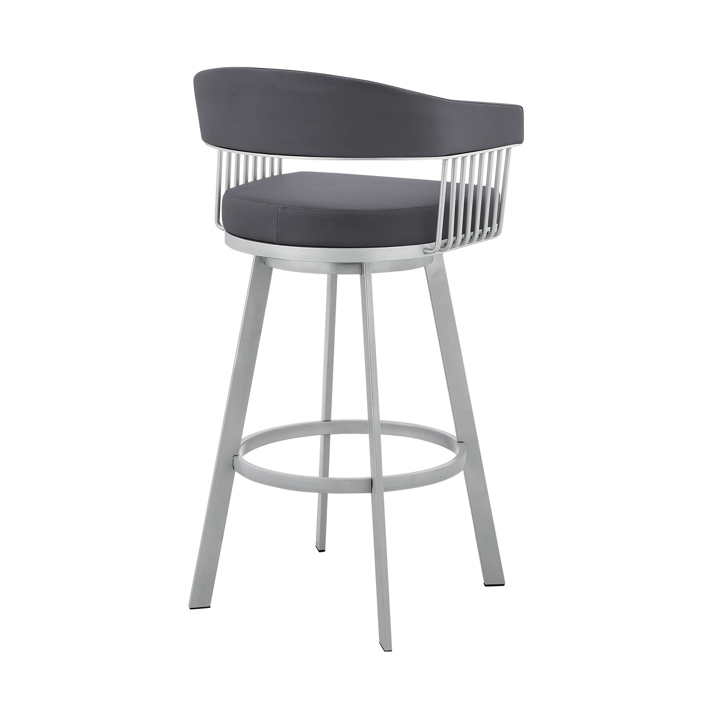 Bronson Swivel Bar Stool in Various Finishes and Faux Leather Options