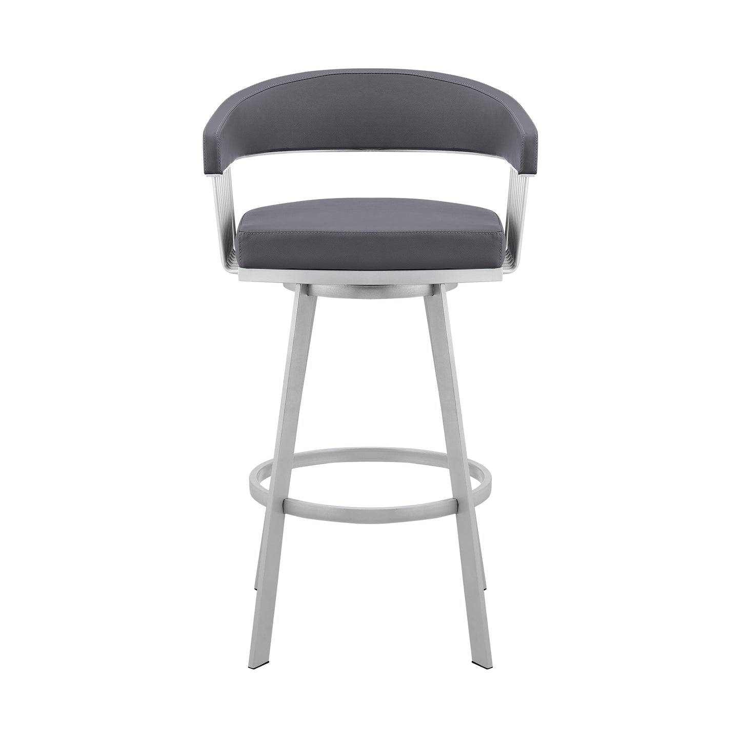 Bronson 29" Slate Gray Faux Leather and Silver Metal Bar Stool
