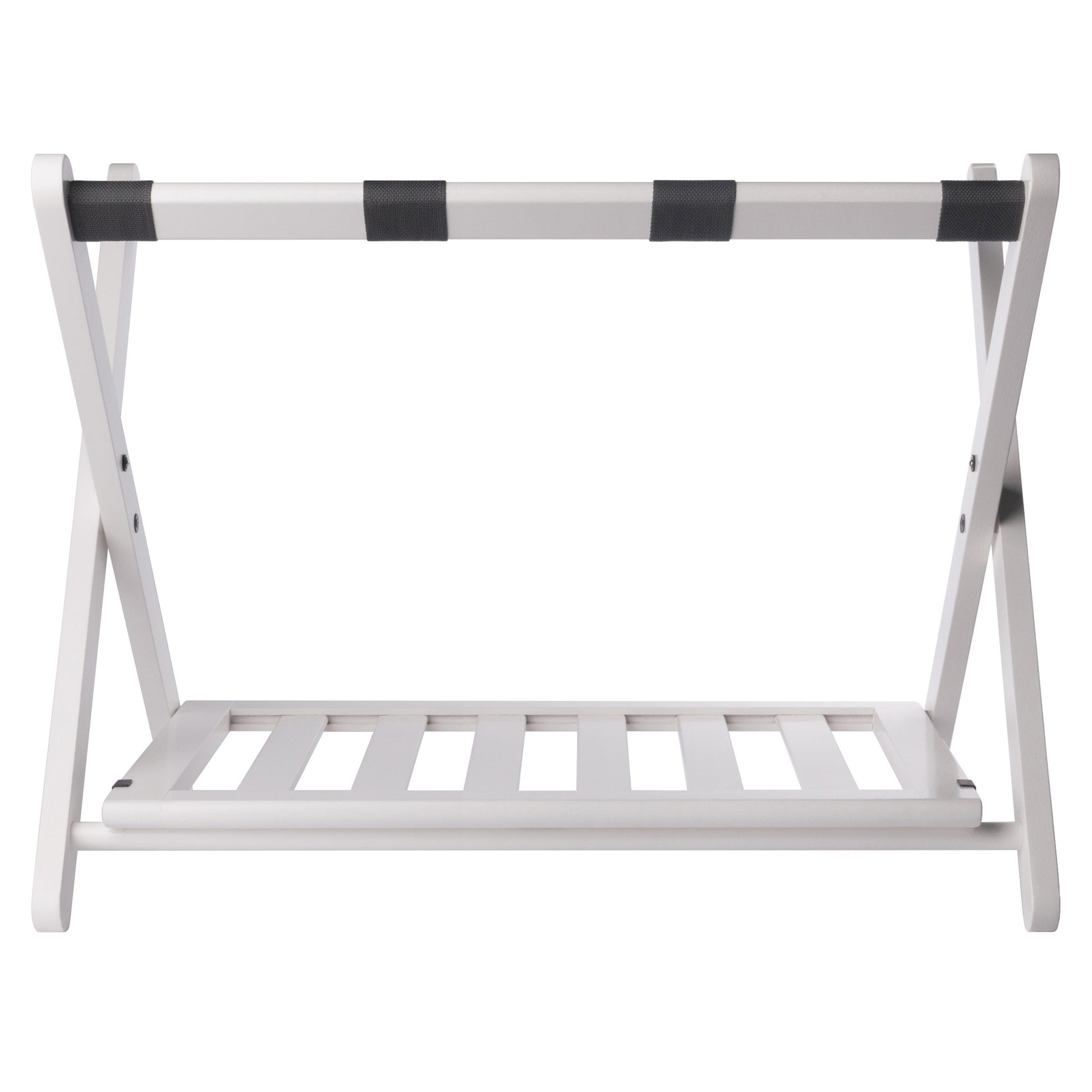 Reese Luggage Rack with Shelf, White