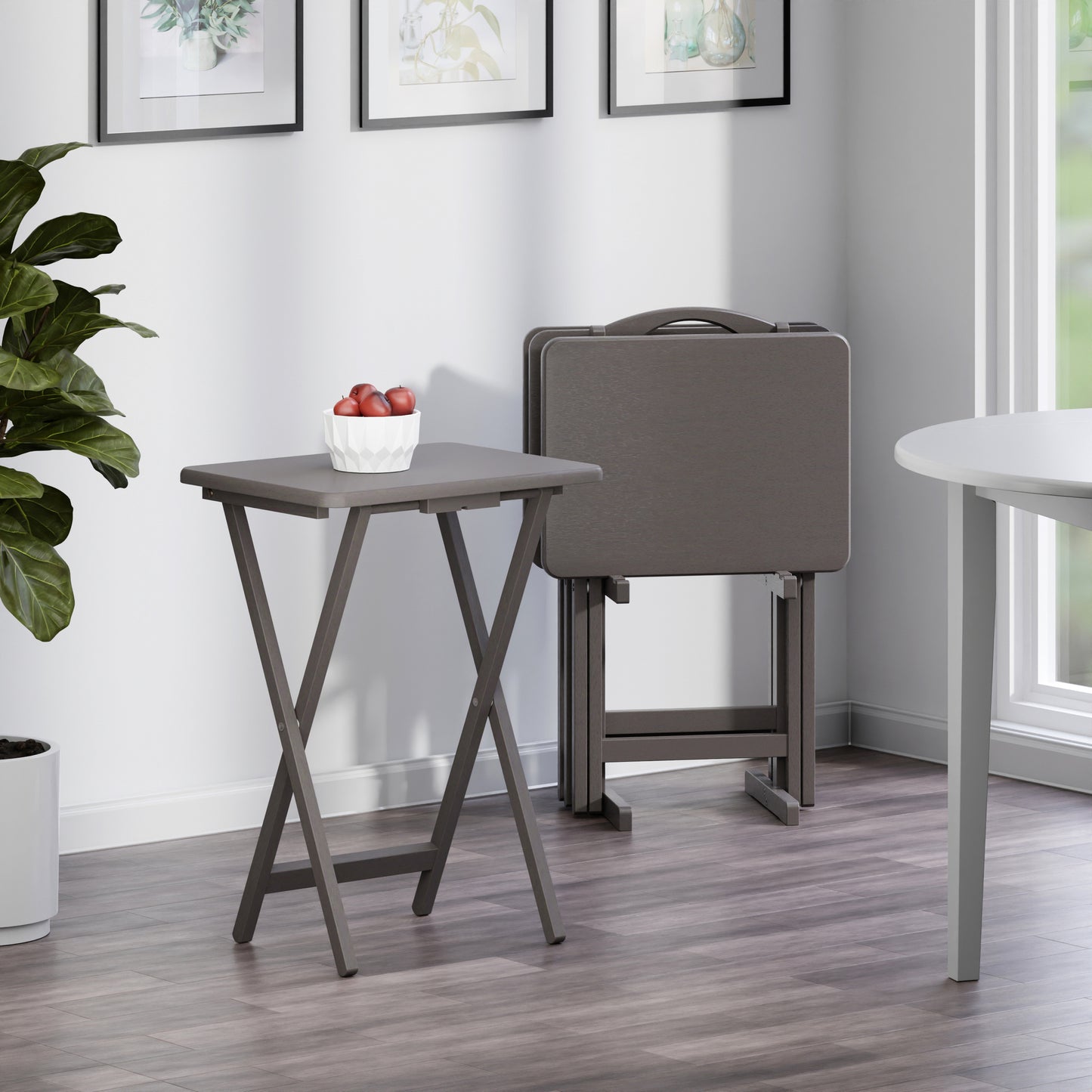 Alex 5-Pc Snack Table Set, Oyster Gray