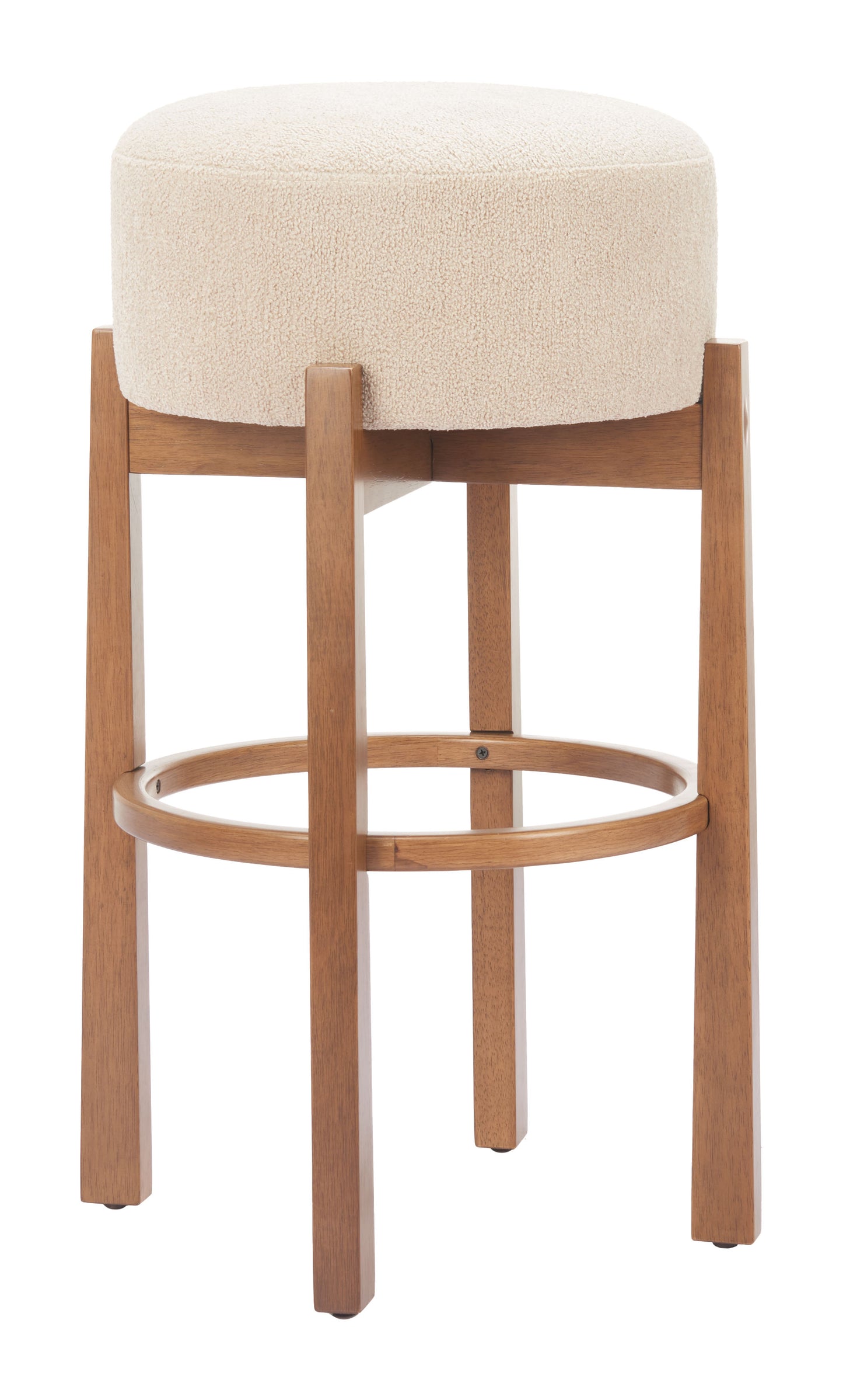 Nade Barstool (Set of 2) Beige & Walnut - 4