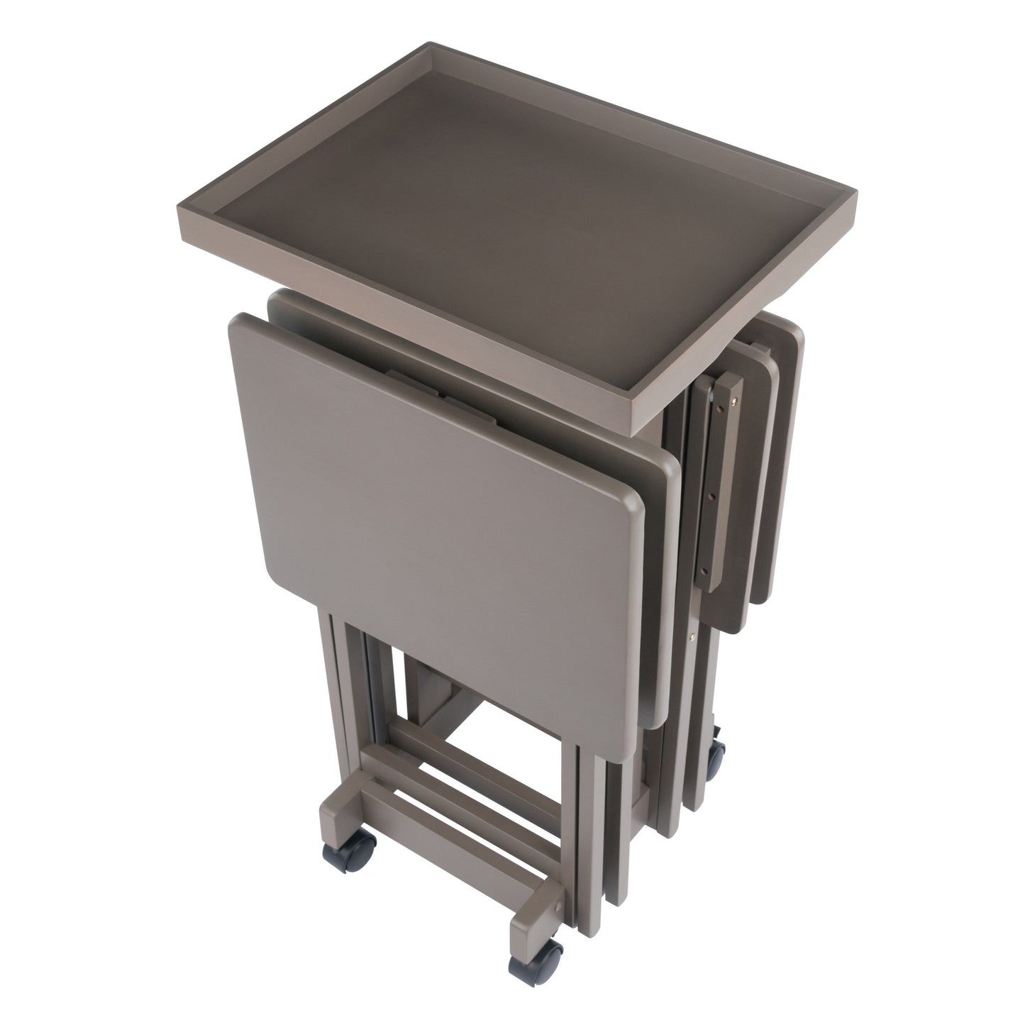 Isabelle 6-Pc Snack Table Set with Removable Serving Tray, Oyster Gray