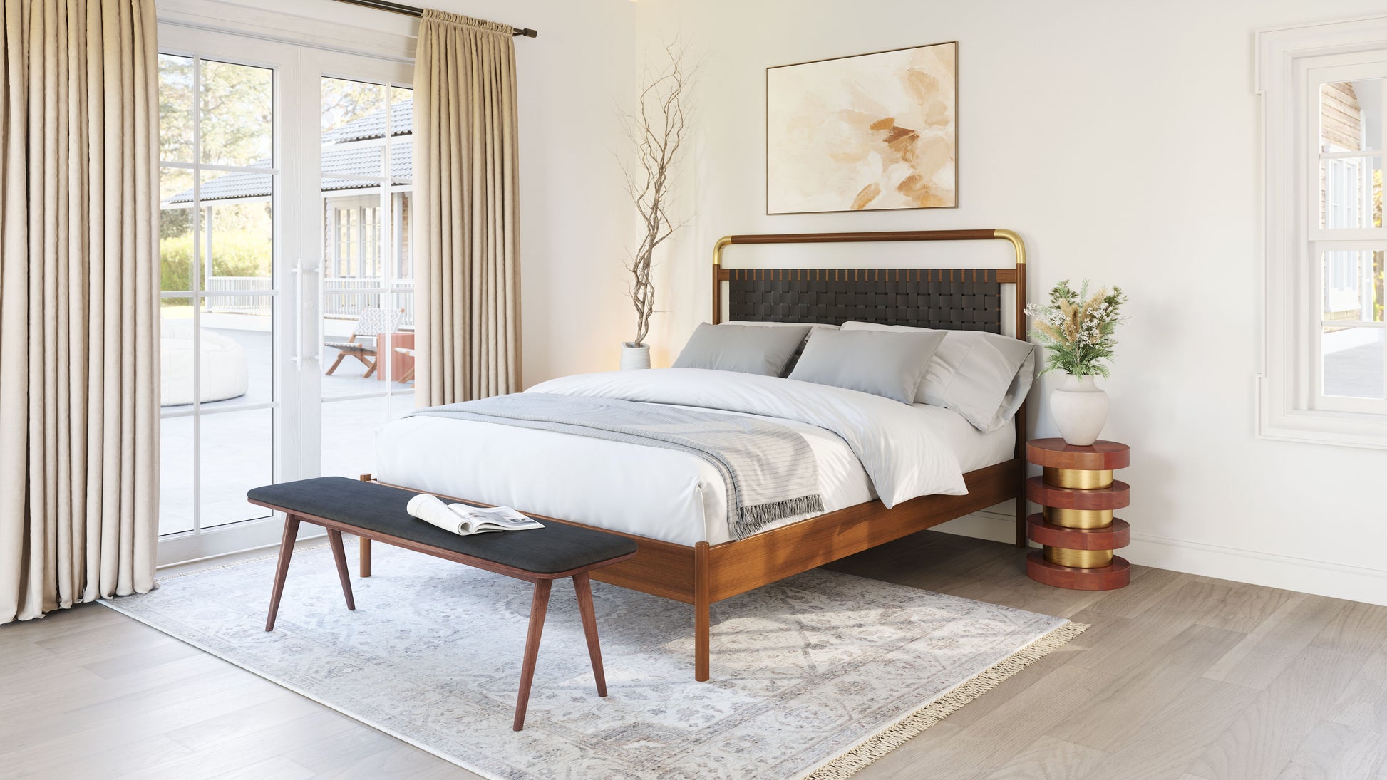 Netz Queen Bed Black & Walnut - 9