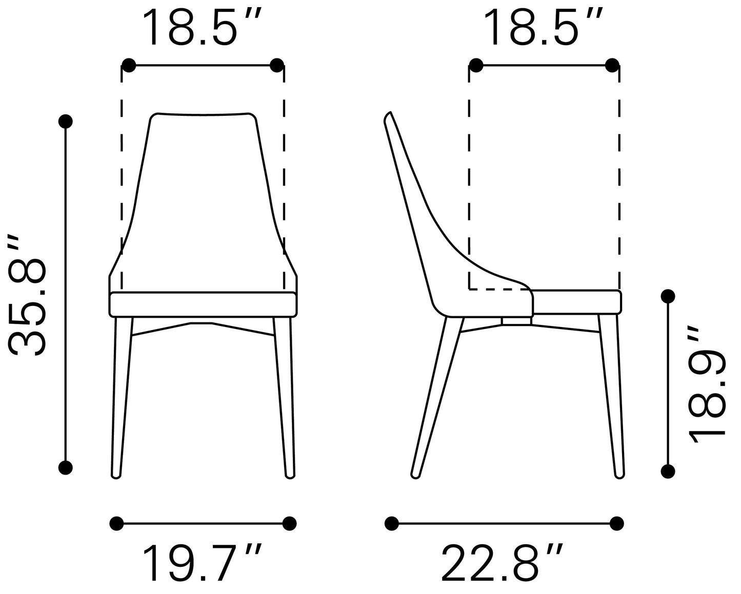 Moor Dining Chair (Set of 2) Dark Gray