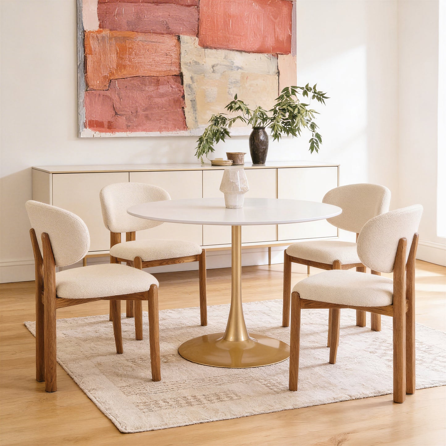 Rosetta Dining Chair (Set of 2) Beige & Walnut - 9