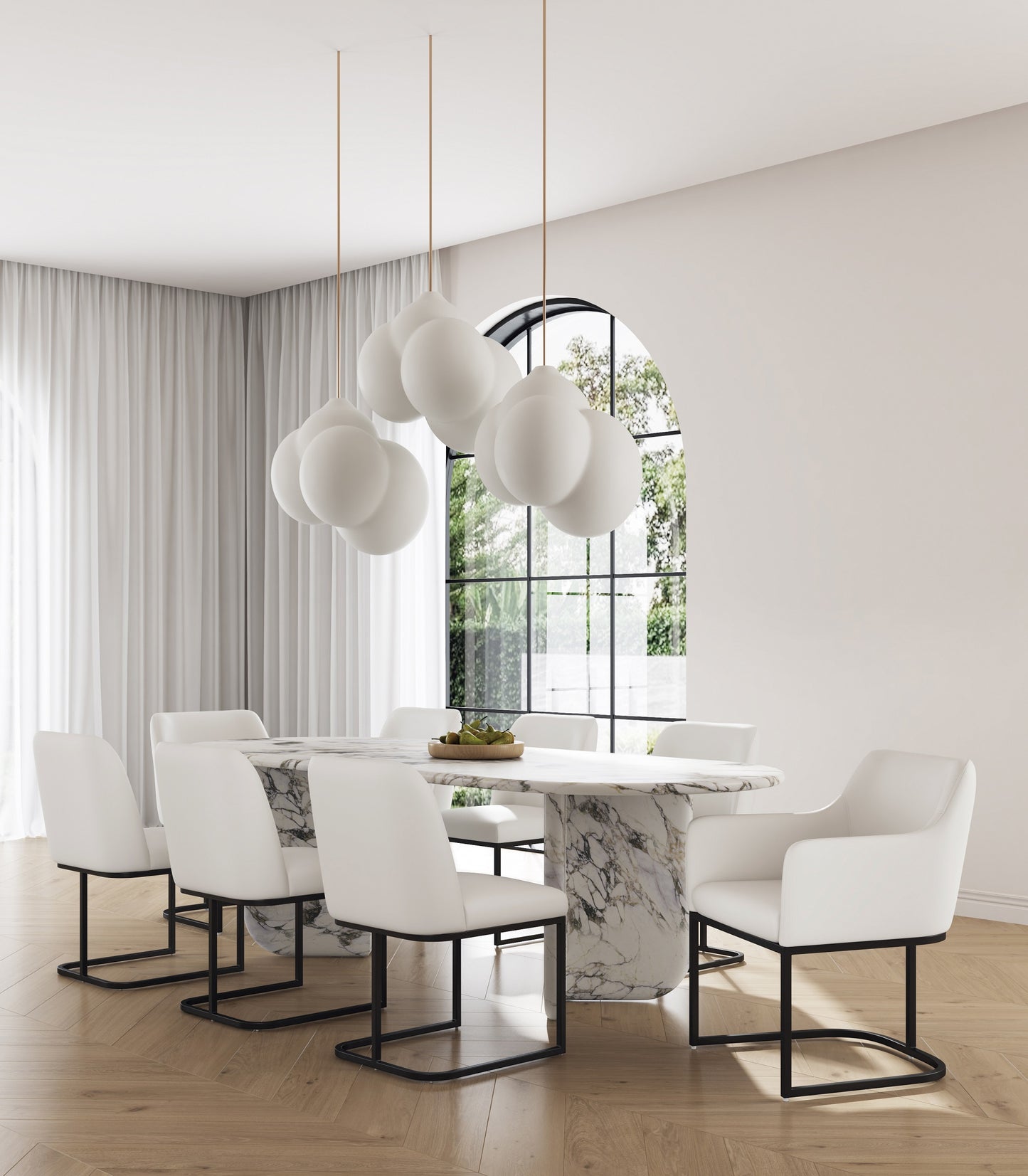 Serena Modern 8-Piece Dining Set in Ivory 8-DC056-CR