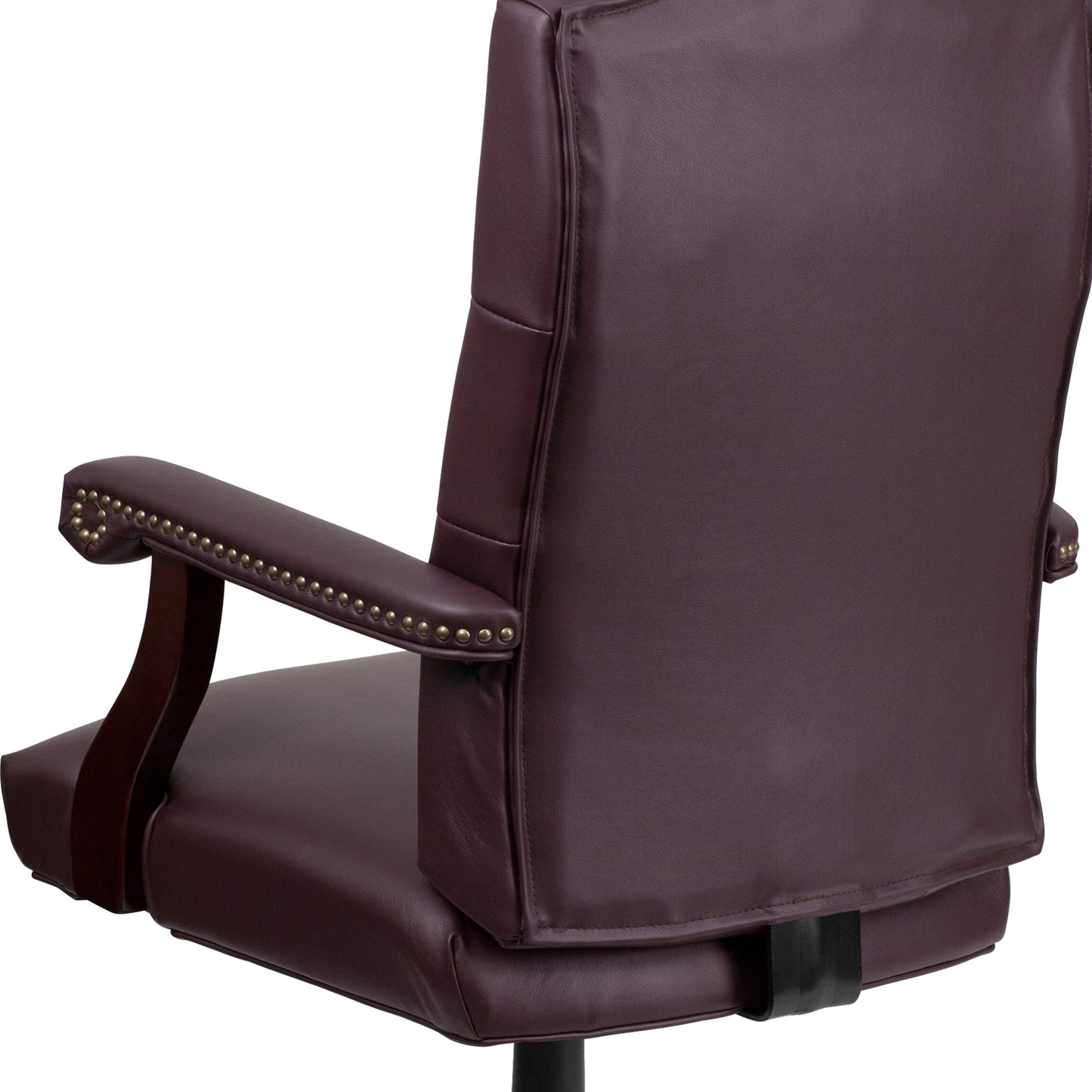 Martha Washington Burgundy LeatherSoft Executive Swivel Office Chair with Arms Burgundy LeatherSoft/Mahogany Frame