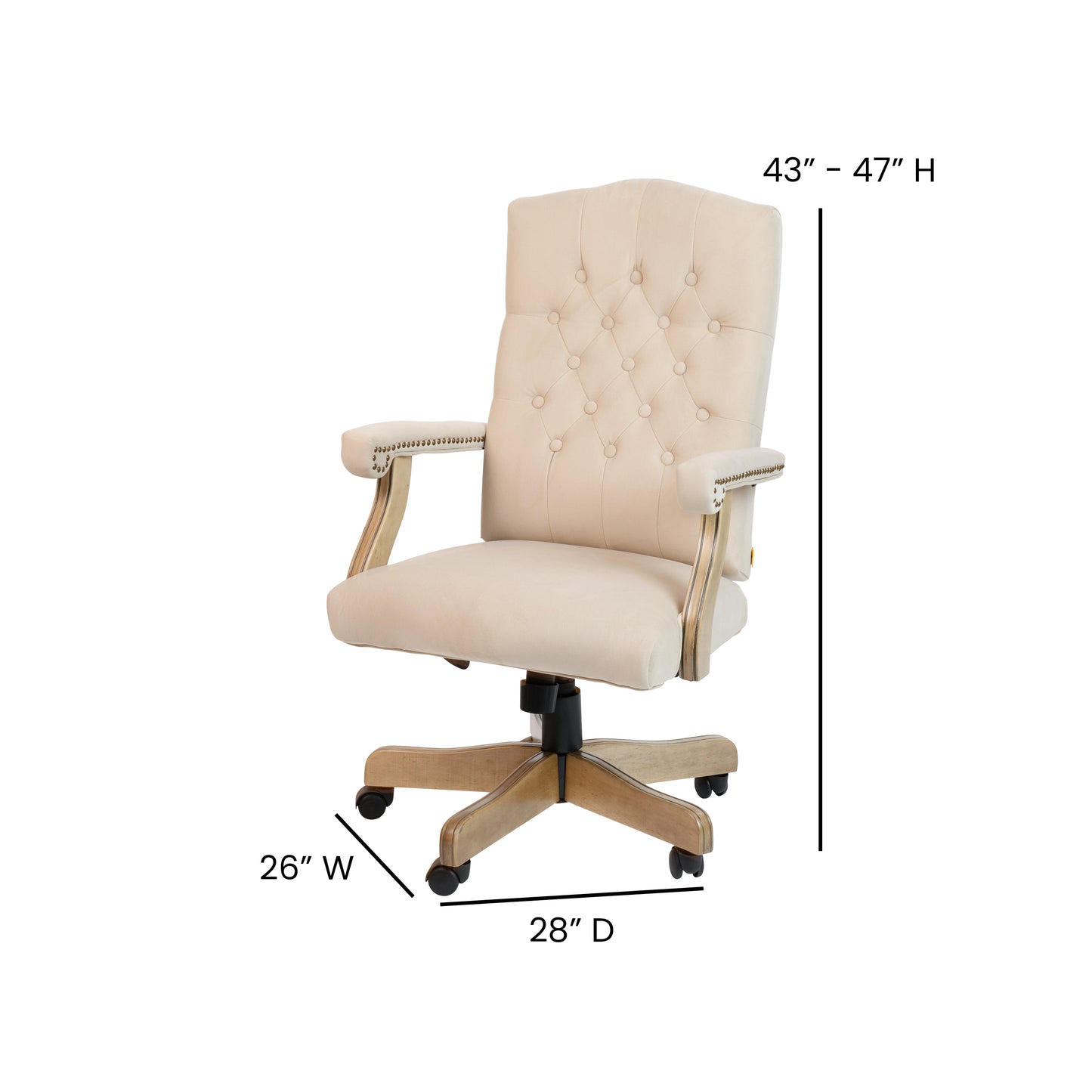 Derrick Ivory Microfiber Classic Executive Swivel Office Chair with Driftwood Arms and Base Ivory Microfiber/Driftwood Frame
