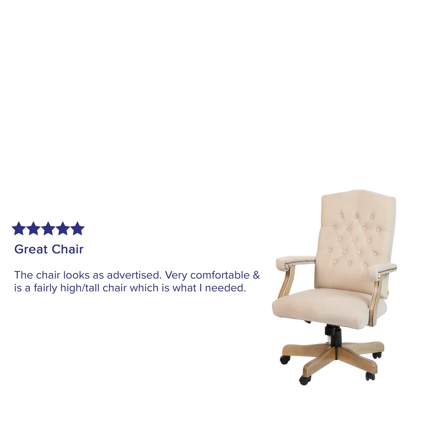 Derrick Ivory Microfiber Classic Executive Swivel Office Chair with Driftwood Arms and Base Ivory Microfiber/Driftwood Frame