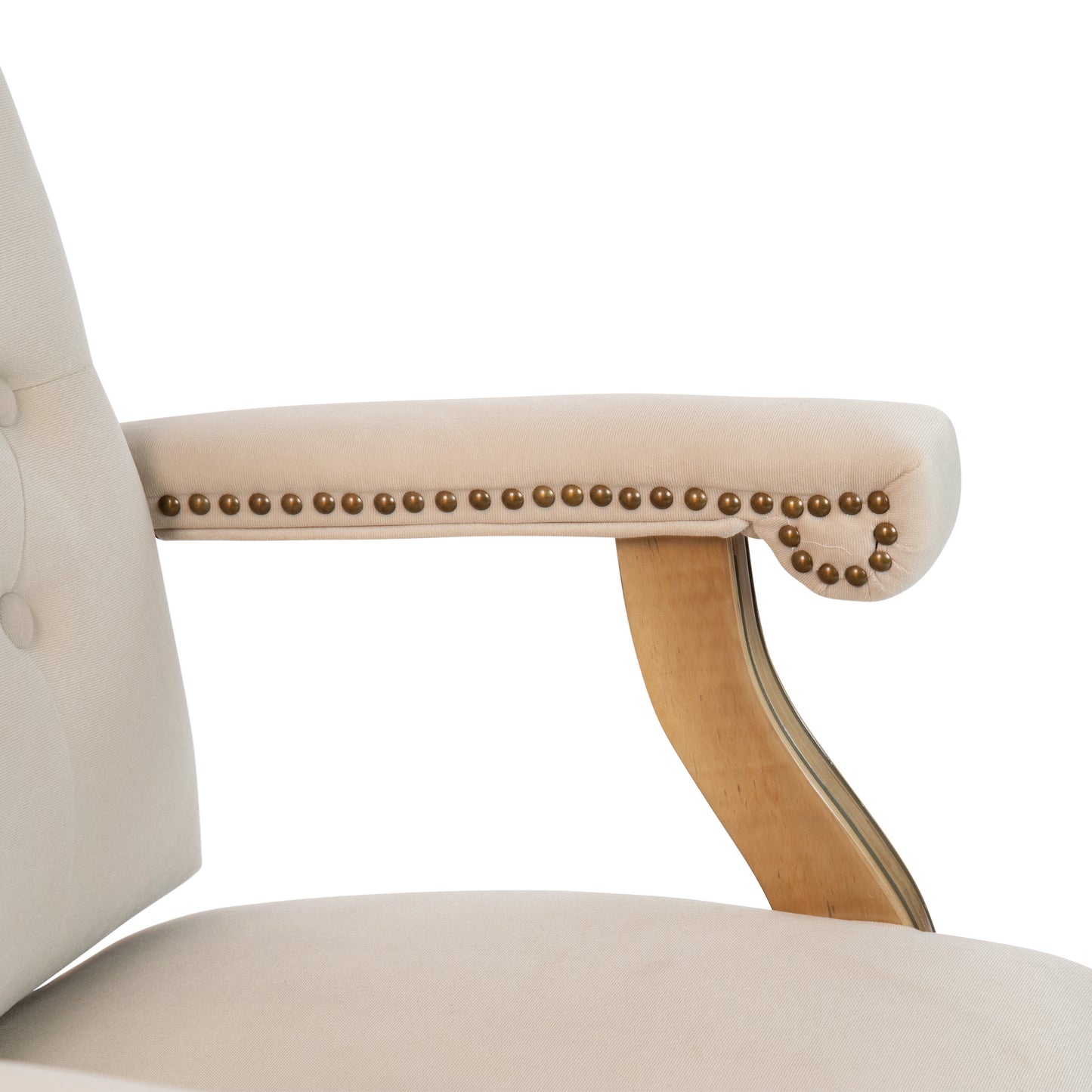 Derrick Ivory Microfiber Classic Executive Swivel Office Chair with Driftwood Arms and Base Ivory Microfiber/Driftwood Frame