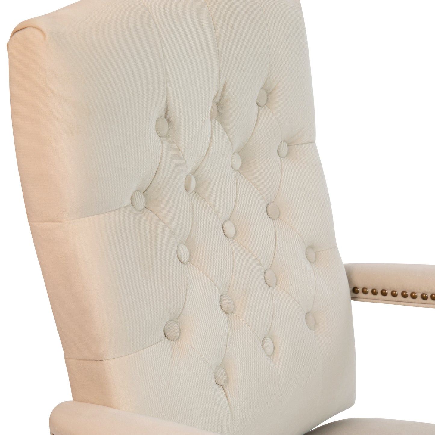 Derrick Ivory Microfiber Classic Executive Swivel Office Chair with Driftwood Arms and Base Ivory Microfiber/Driftwood Frame