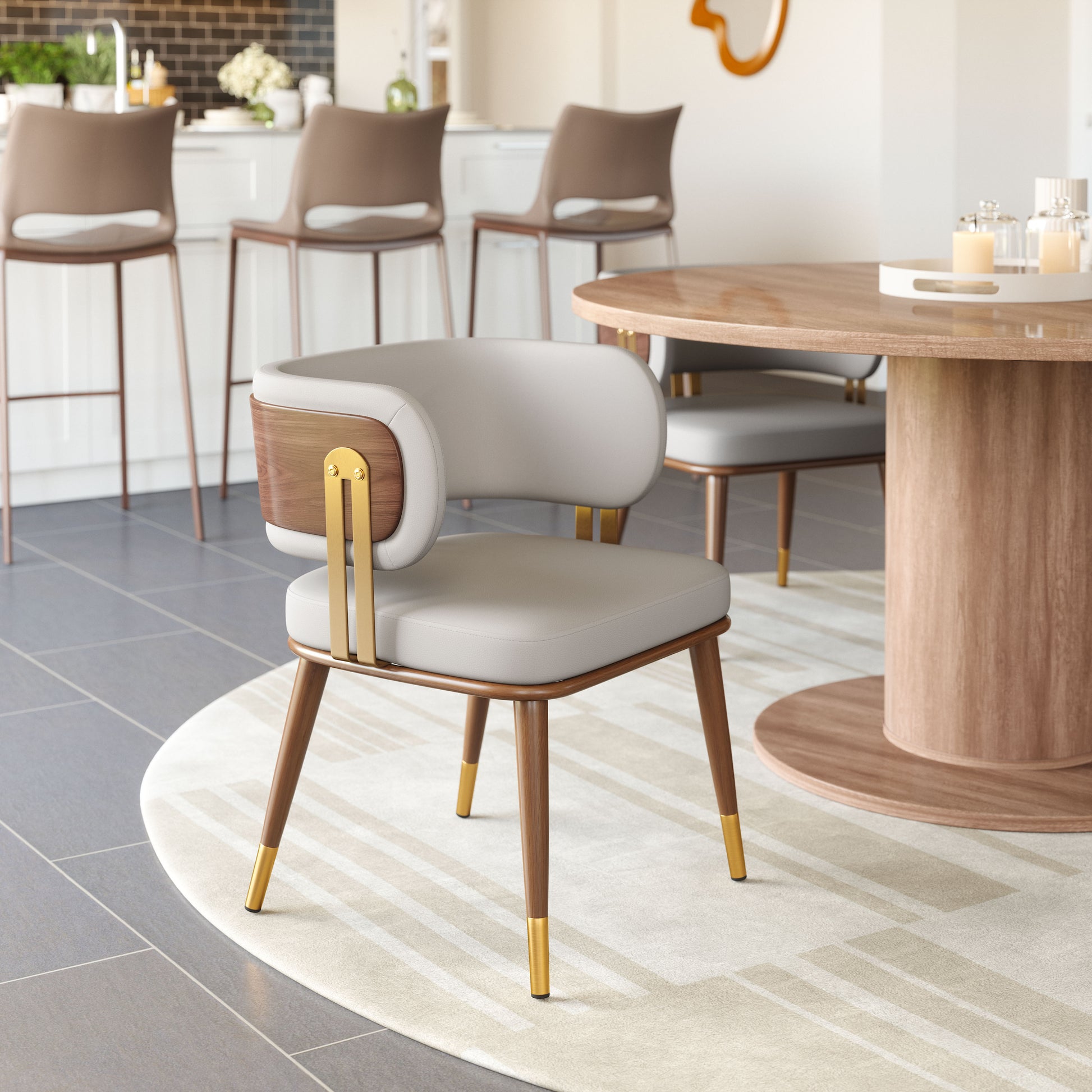 Brew Dining Chair Beige & Walnut - 9