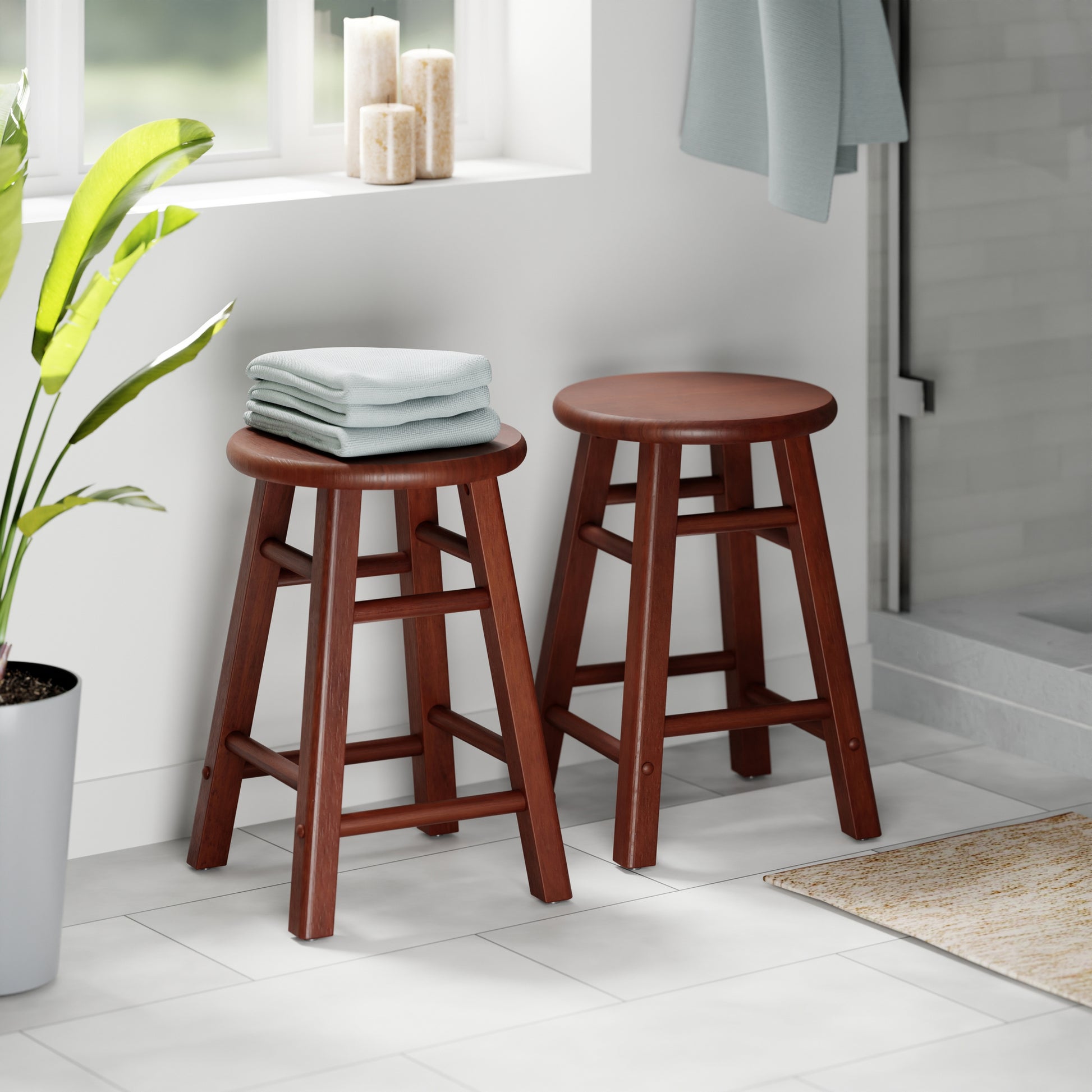 Element 2-Pc Dining Stool Set, Walnut