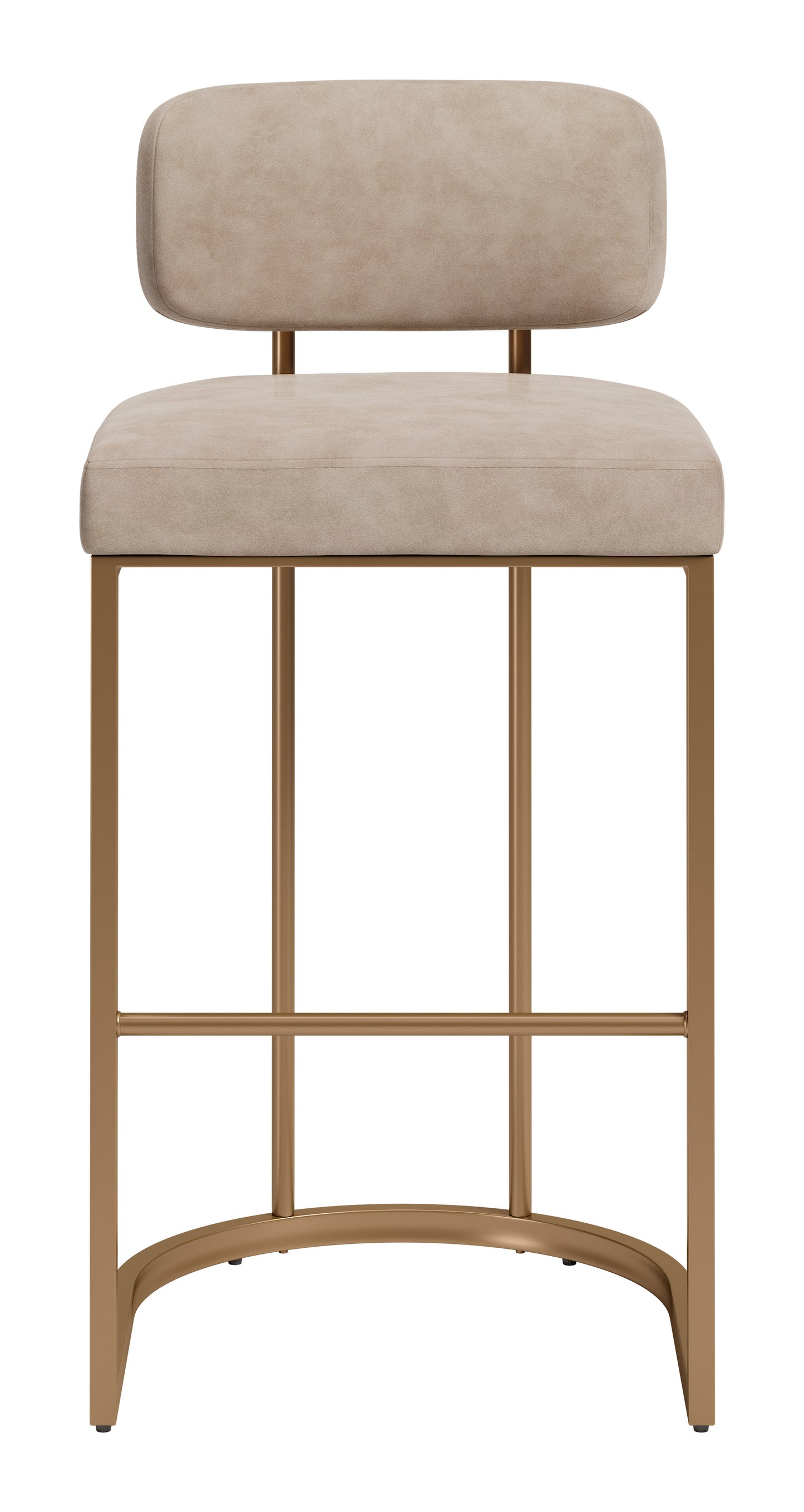 Velar Barstool (Set of 2) Beige & Bronze - 3