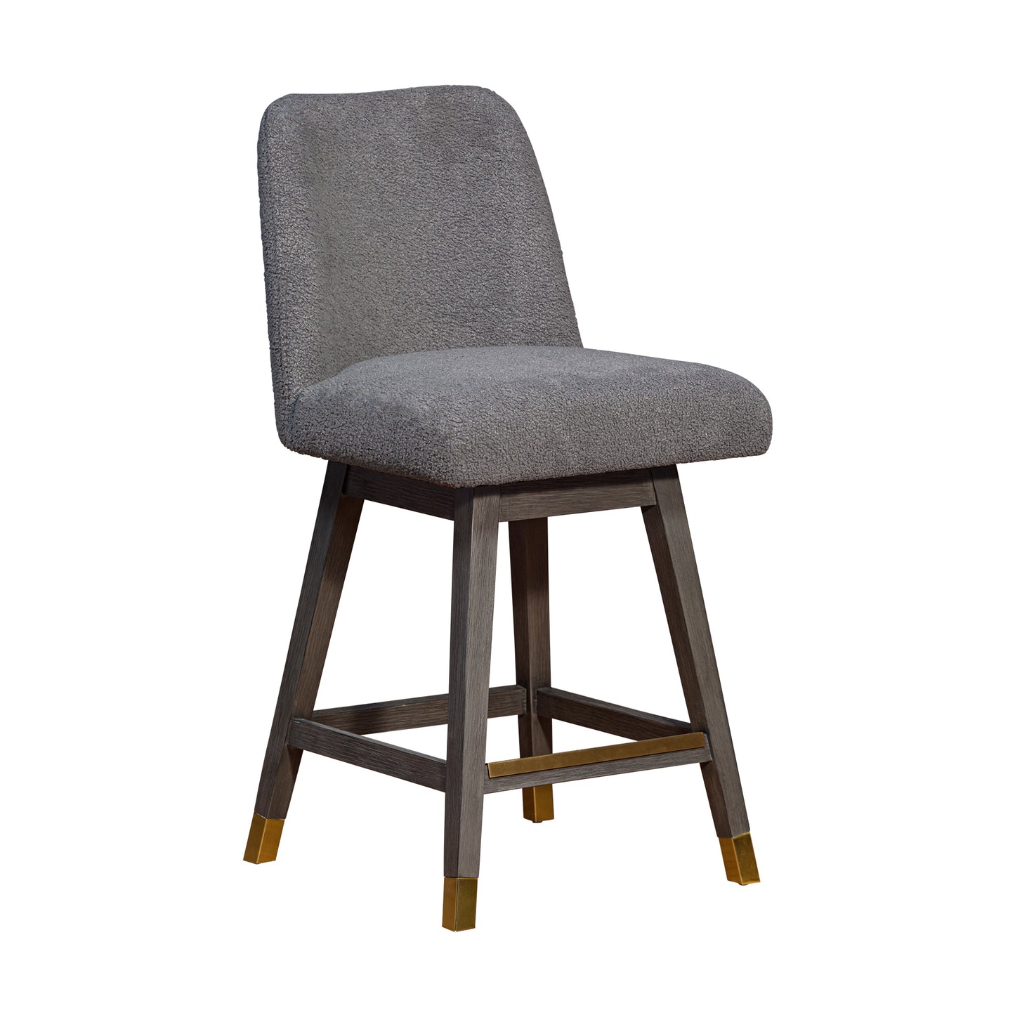 Amalie Swivel Bar and Counter Stool in Oak Wood Finish with Fabric Upholstery