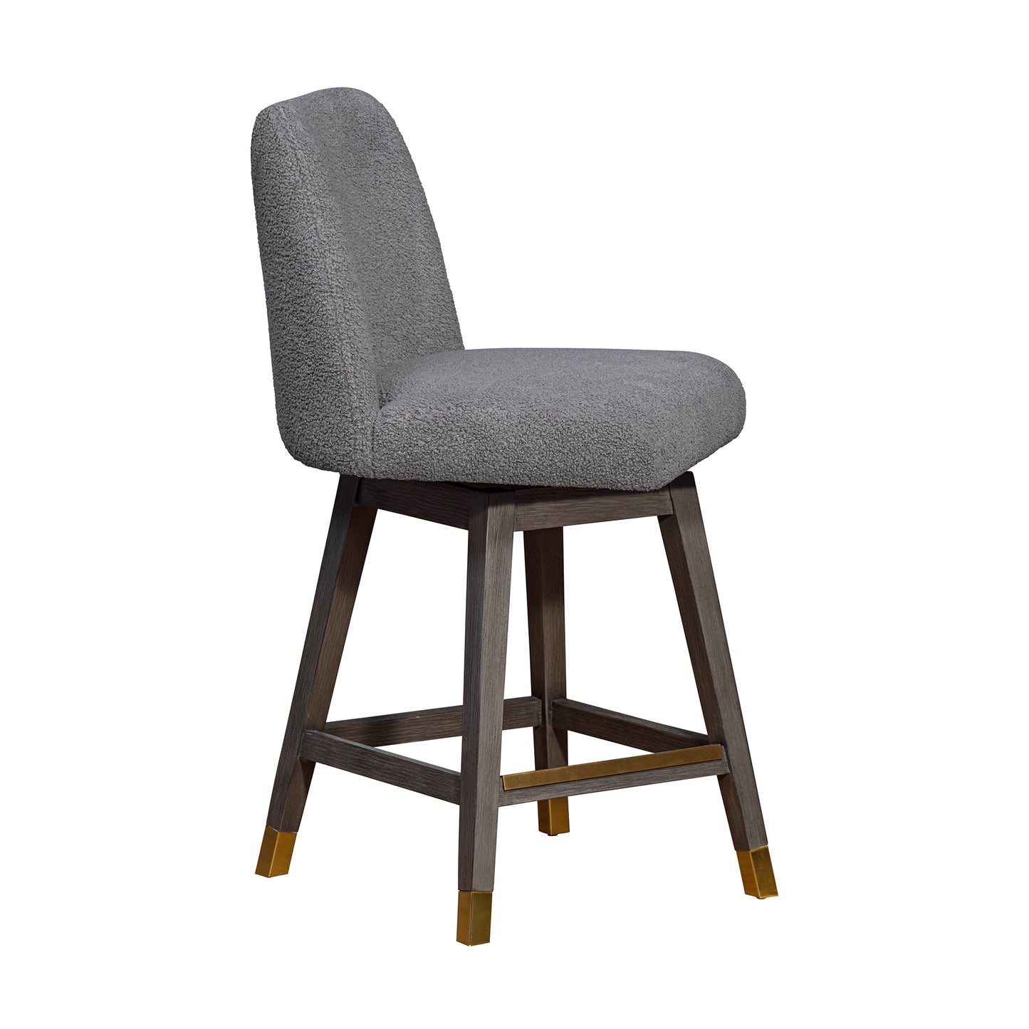 Amalie Swivel Bar and Counter Stool in Oak Wood Finish with Fabric Upholstery