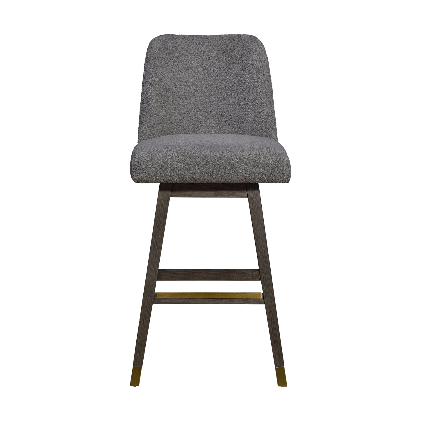 Amalie Swivel Bar and Counter Stool in Oak Wood Finish with Fabric Upholstery