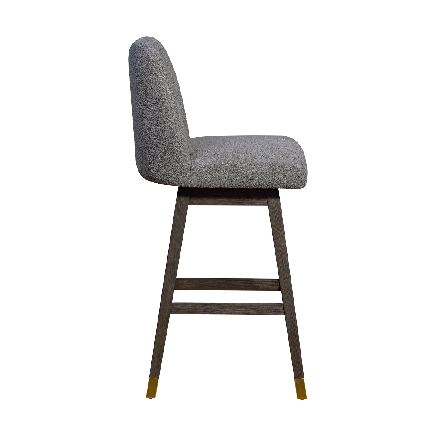 Amalie Swivel Bar and Counter Stool in Oak Wood Finish with Fabric Upholstery
