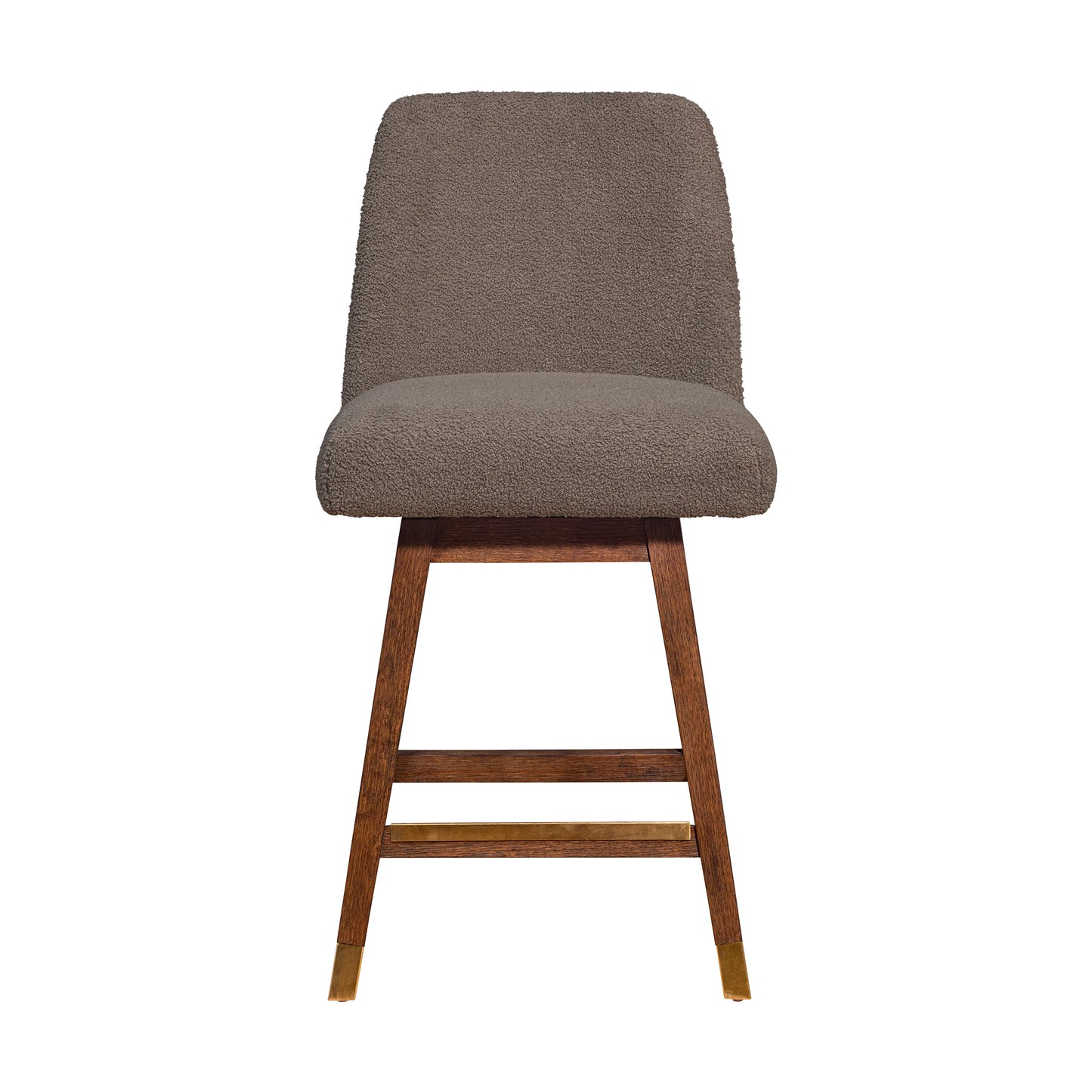 Amalie Swivel Bar and Counter Stool in Oak Wood Finish with Fabric Upholstery